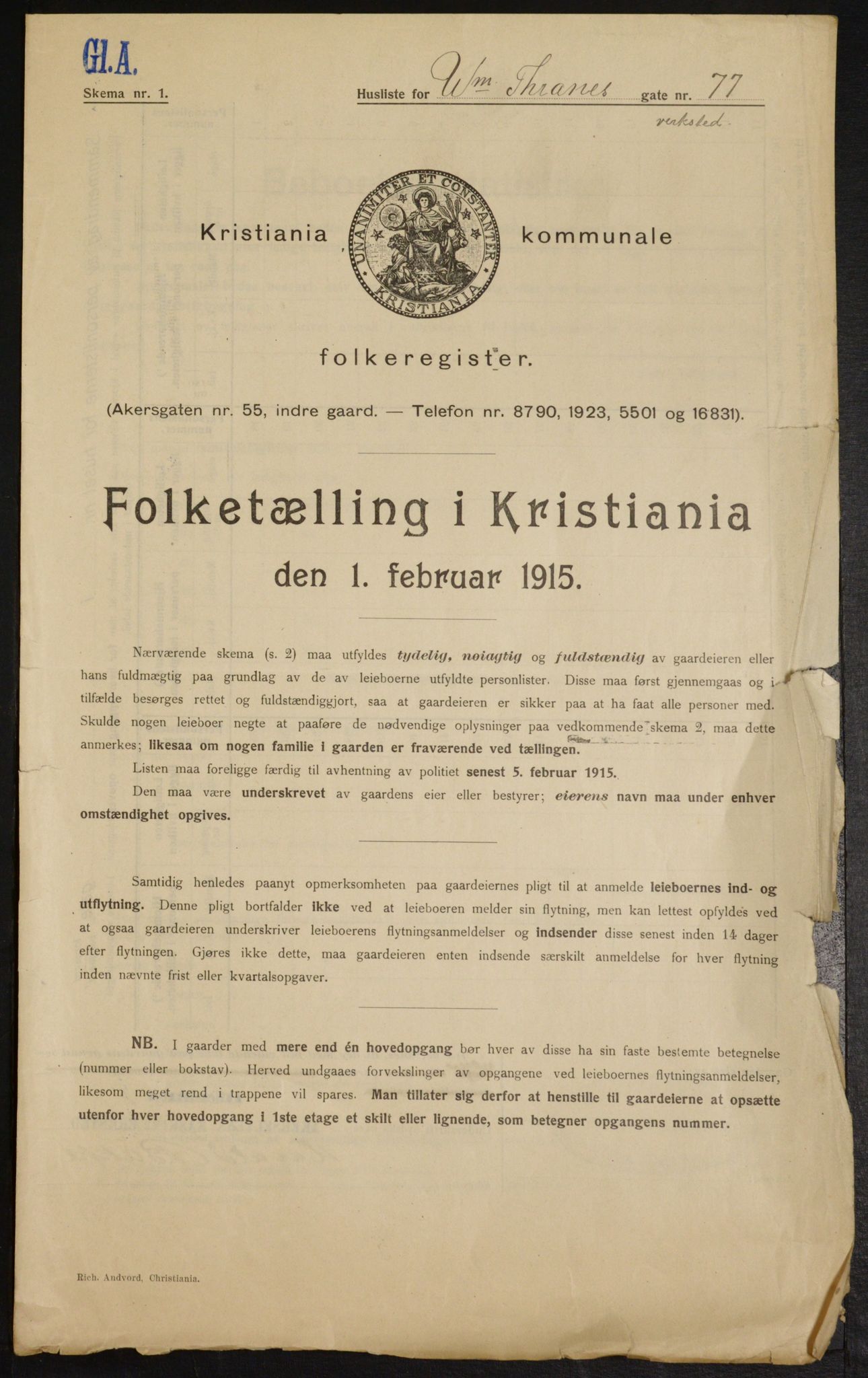 OBA, Municipal Census 1915 for Kristiania, 1915, p. 127919