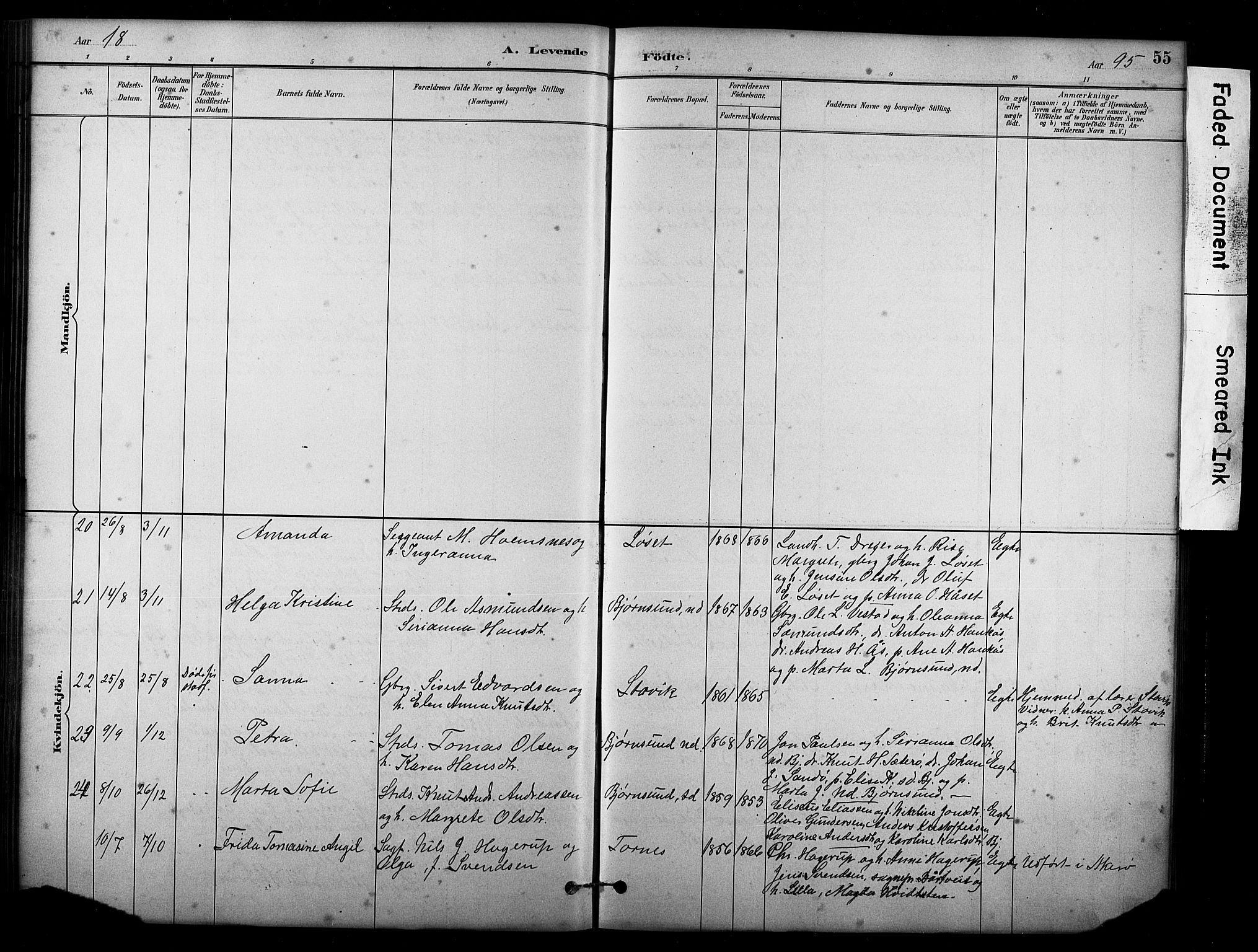 Ministerialprotokoller, klokkerbøker og fødselsregistre - Møre og Romsdal, SAT/A-1454/565/L0755: Parish register (copy) no. 565C04, 1883-1903, p. 55