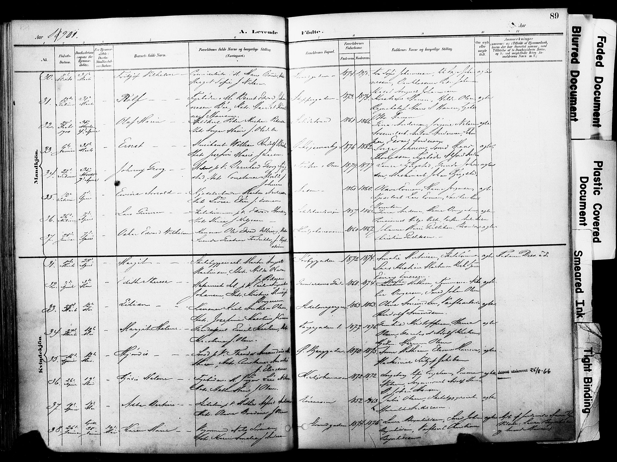 Horten kirkebøker, SAKO/A-348/F/Fa/L0005: Parish register (official) no. 5, 1896-1904, p. 89