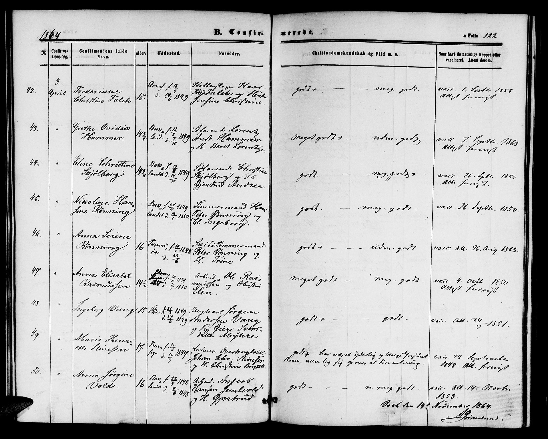 Ministerialprotokoller, klokkerbøker og fødselsregistre - Sør-Trøndelag, SAT/A-1456/604/L0185: Parish register (official) no. 604A06, 1861-1865, p. 122
