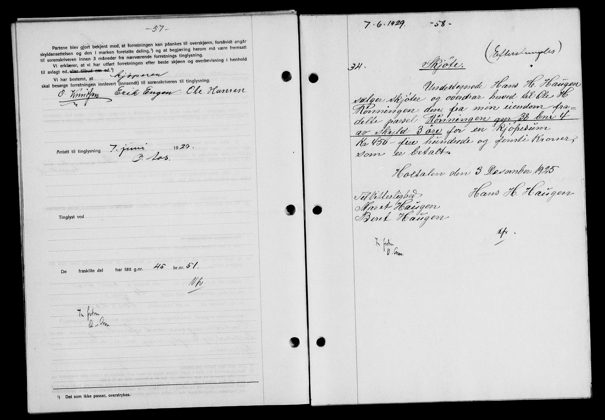 Gauldal sorenskriveri, AV/SAT-A-0014/1/2/2C/L0038: Mortgage book no. 39, 1929-1930, Deed date: 07.06.1929