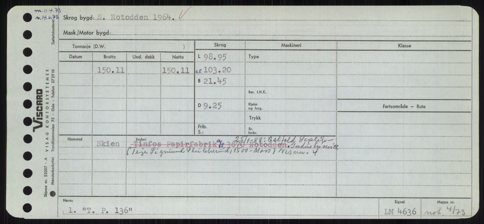 Sjøfartsdirektoratet med forløpere, Skipsmålingen, RA/S-1627/H/Hc/L0001: Lektere, A-Y, p. 471