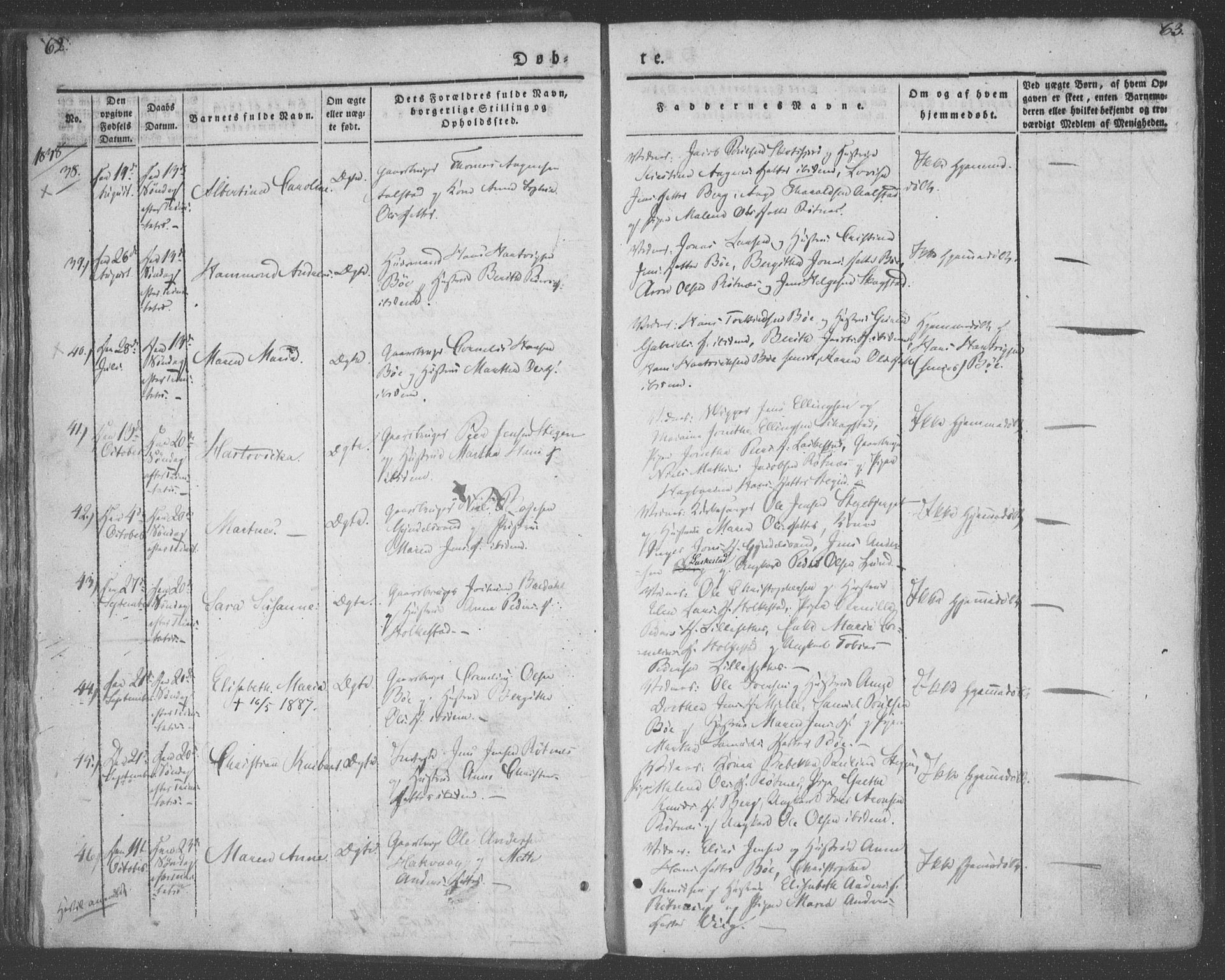 Ministerialprotokoller, klokkerbøker og fødselsregistre - Nordland, AV/SAT-A-1459/855/L0799: Parish register (official) no. 855A07, 1834-1852, p. 62-63