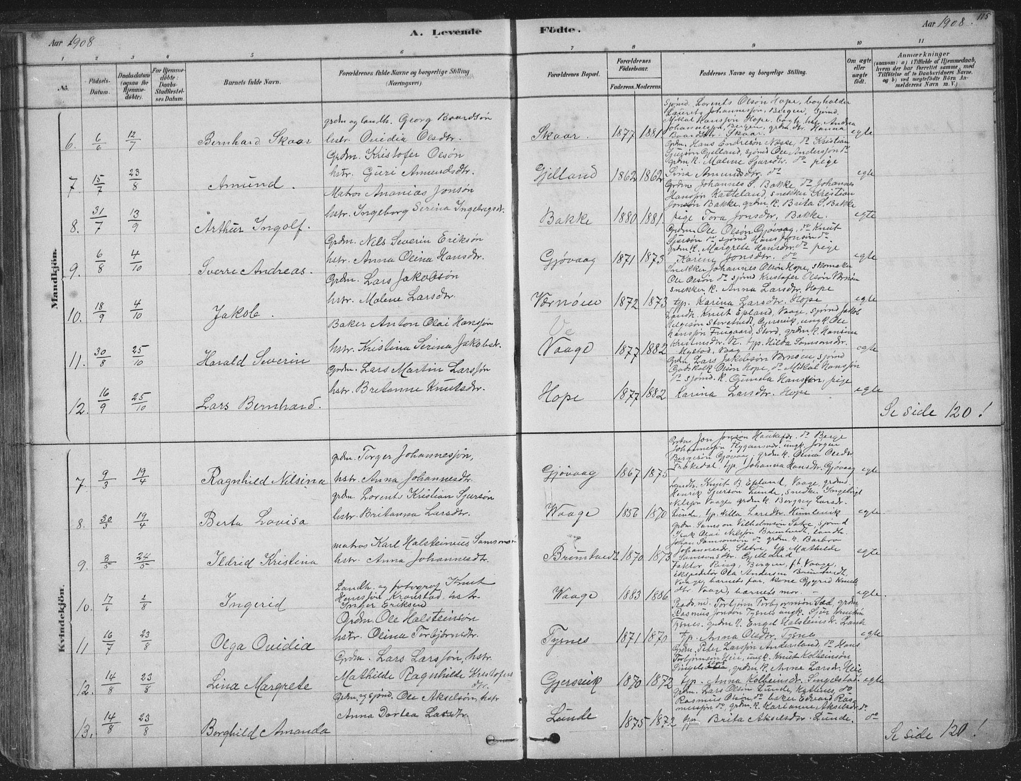 Tysnes sokneprestembete, SAB/A-78601/H/Hab: Parish register (copy) no. B 2, 1878-1918, p. 115