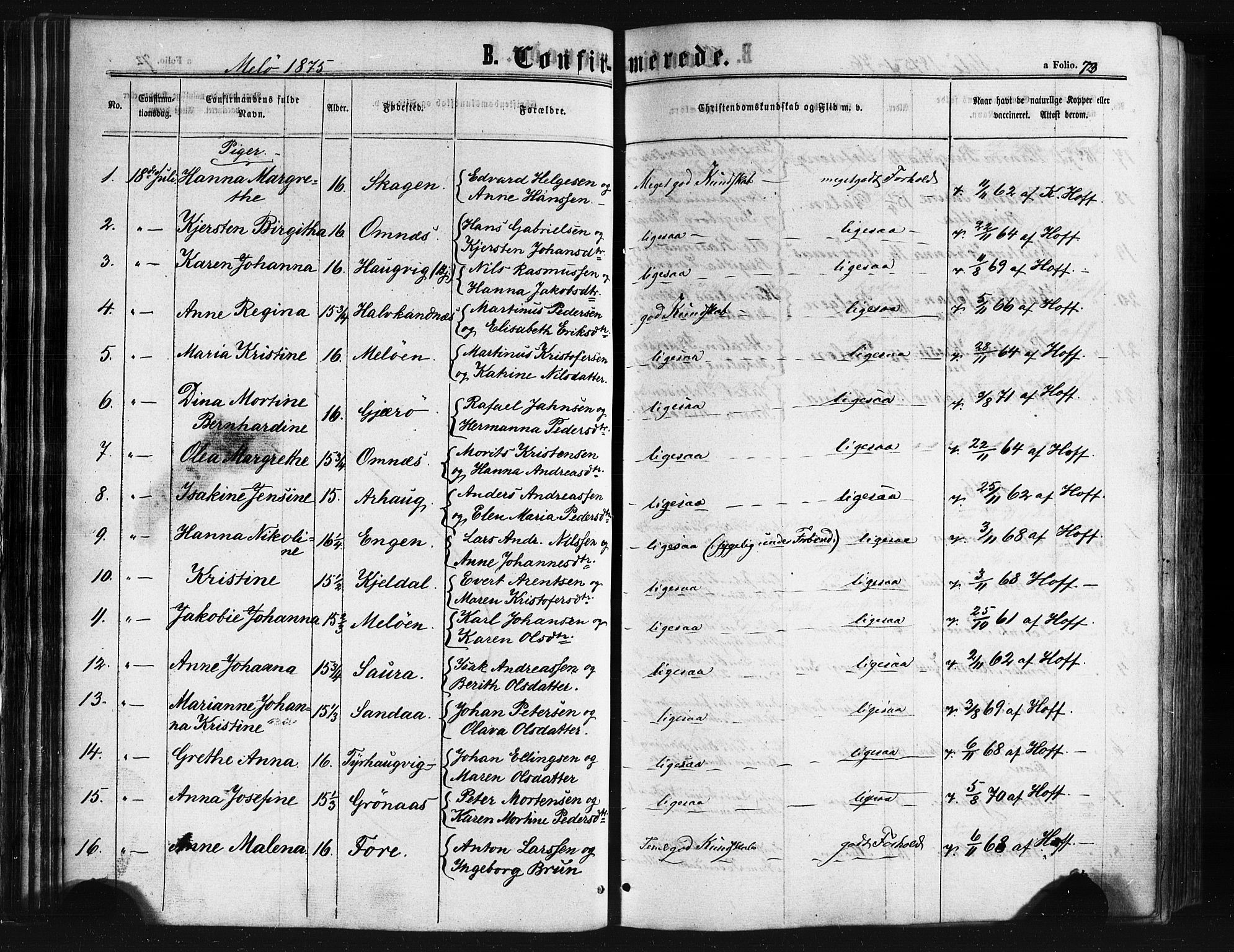 Ministerialprotokoller, klokkerbøker og fødselsregistre - Nordland, AV/SAT-A-1459/841/L0607: Parish register (official) no. 841A11 /2, 1863-1877, p. 73