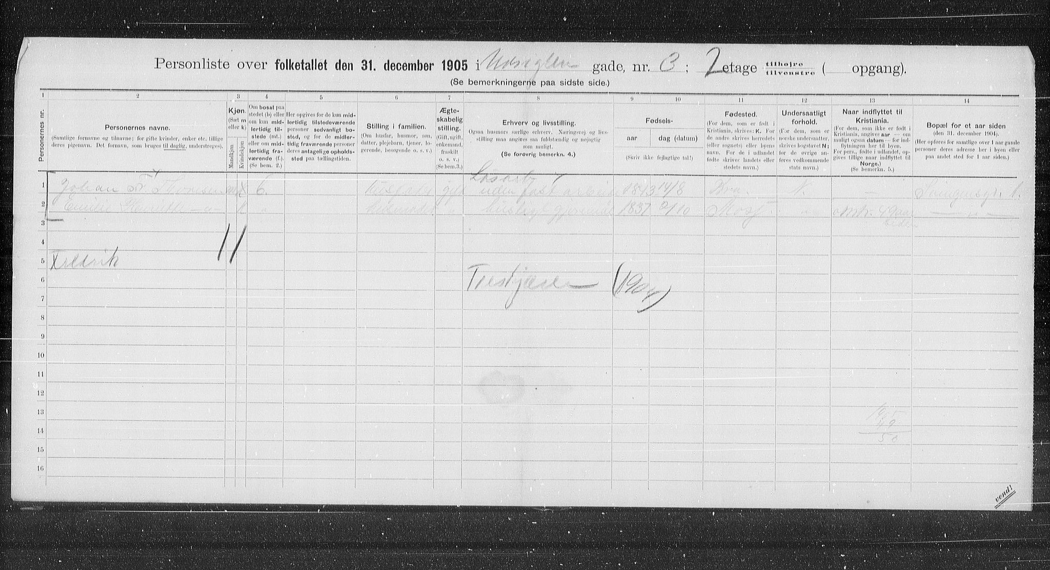 OBA, Municipal Census 1905 for Kristiania, 1905, p. 62287