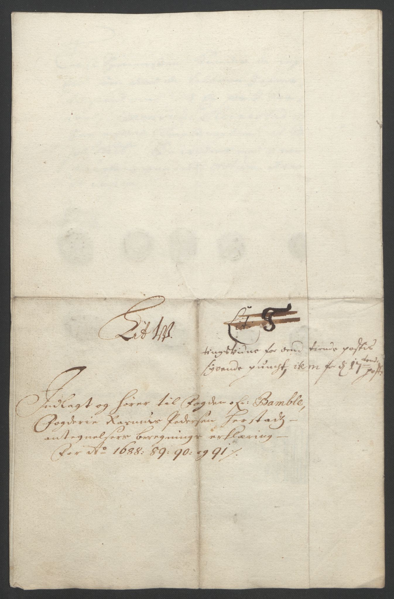 Rentekammeret inntil 1814, Reviderte regnskaper, Fogderegnskap, AV/RA-EA-4092/R34/L2053: Fogderegnskap Bamble, 1693, p. 314