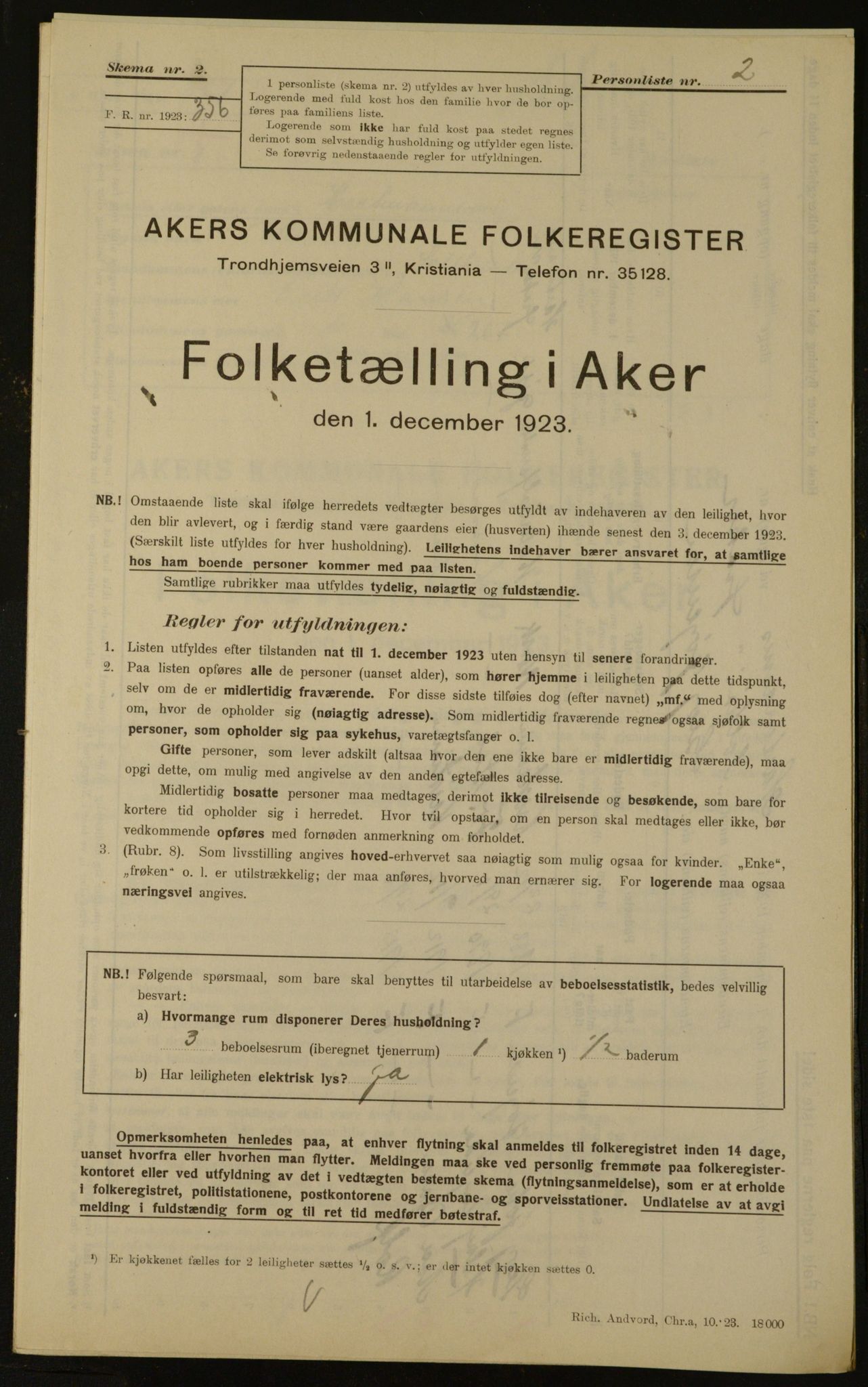 , Municipal Census 1923 for Aker, 1923, p. 2267