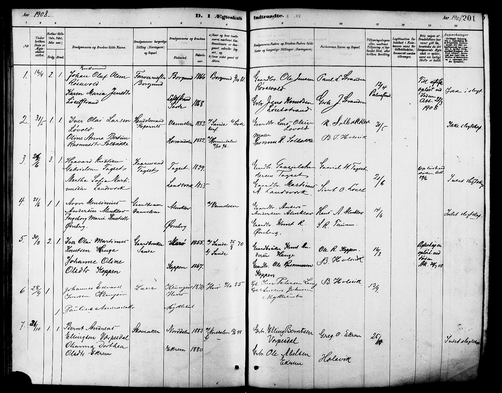 Ministerialprotokoller, klokkerbøker og fødselsregistre - Møre og Romsdal, AV/SAT-A-1454/502/L0027: Parish register (copy) no. 502C01, 1878-1908, p. 201