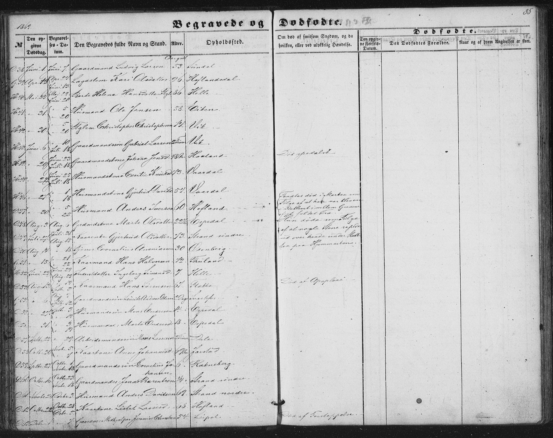 Fjaler sokneprestembete, AV/SAB-A-79801/H/Haa/Haaa/L0012: Parish register (official) no. A 12, 1854-1887, p. 35