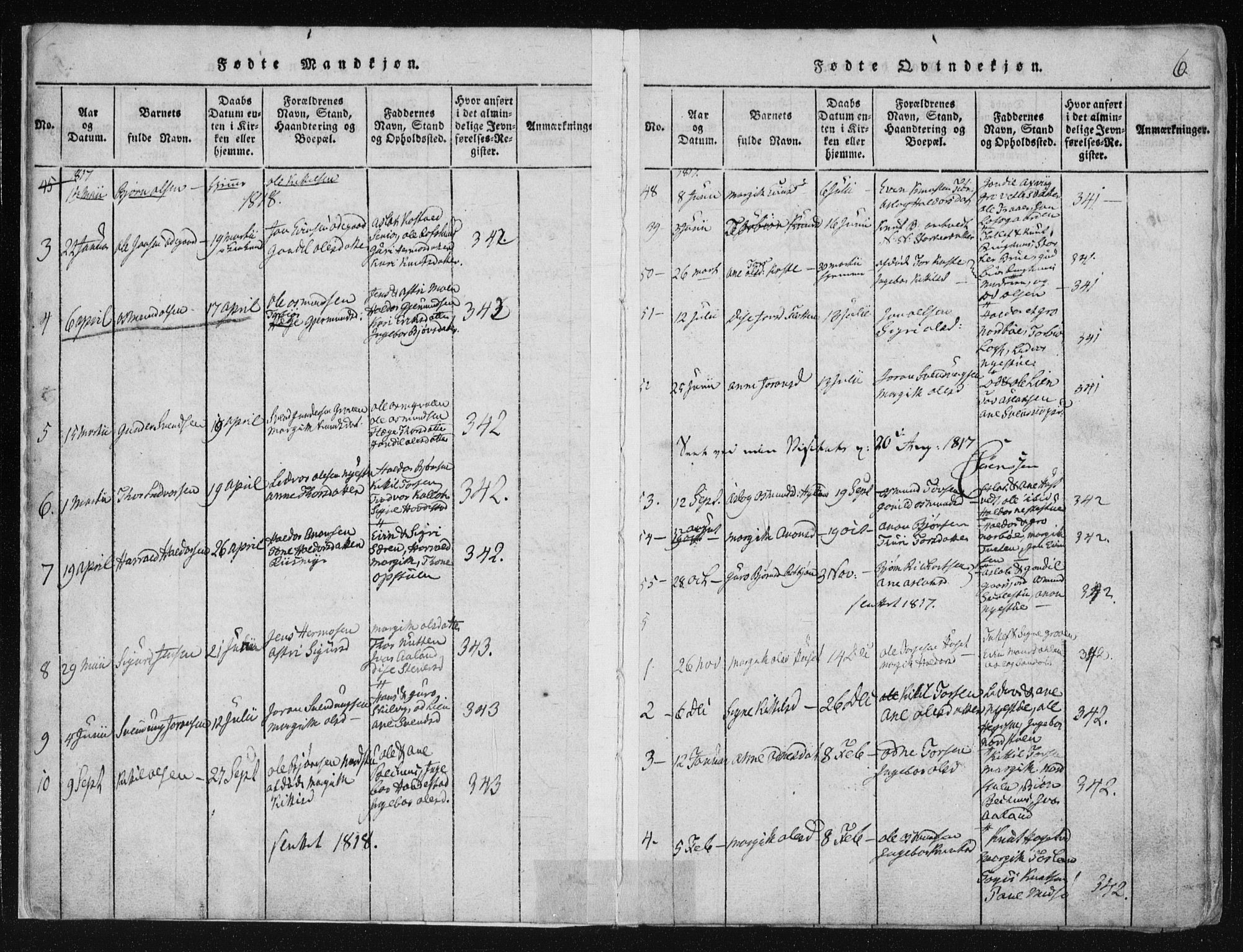 Vinje kirkebøker, AV/SAKO-A-312/F/Fa/L0003: Parish register (official) no. I 3, 1814-1843, p. 6