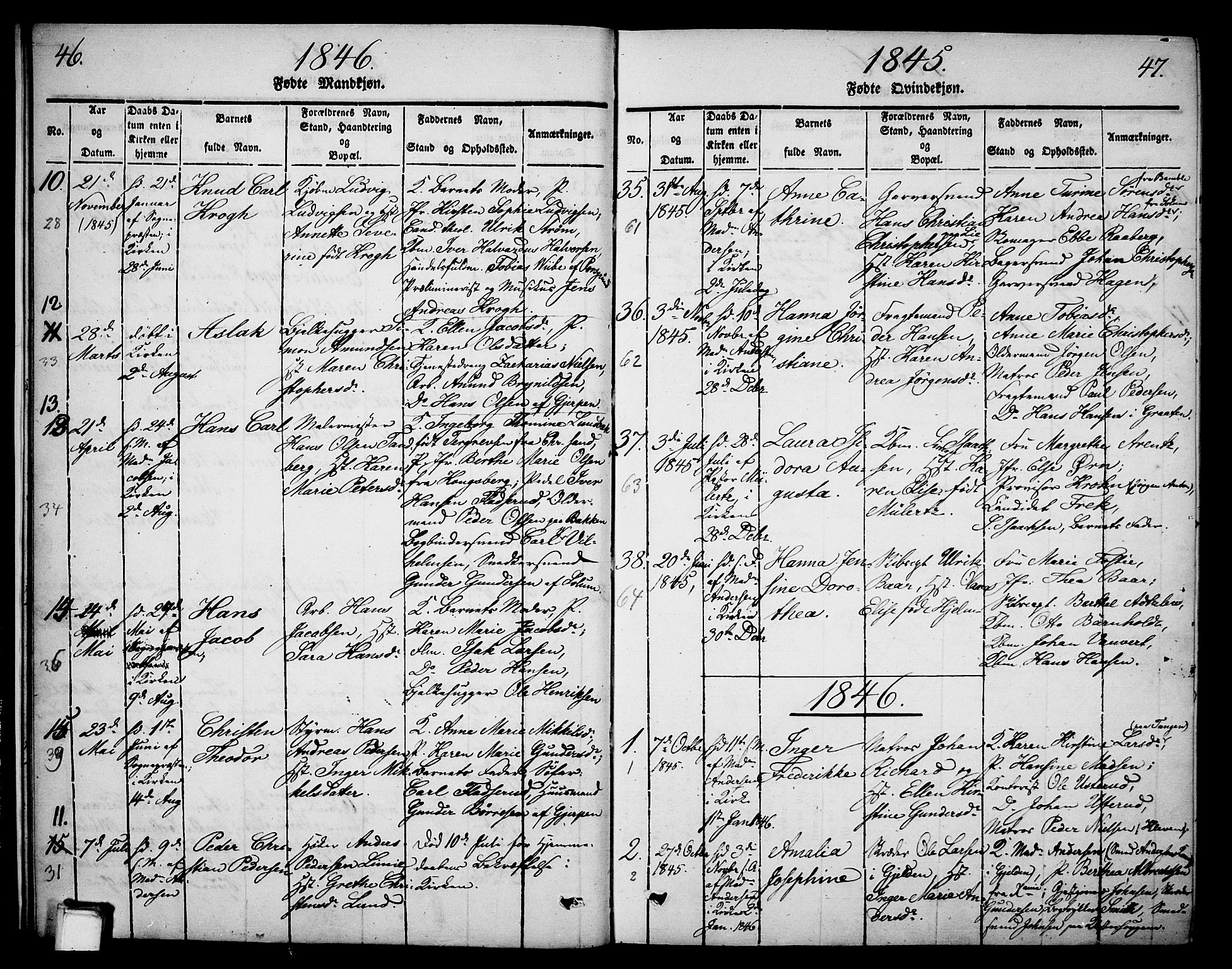 Skien kirkebøker, AV/SAKO-A-302/G/Ga/L0003: Parish register (copy) no. 3, 1843-1847, p. 46-47