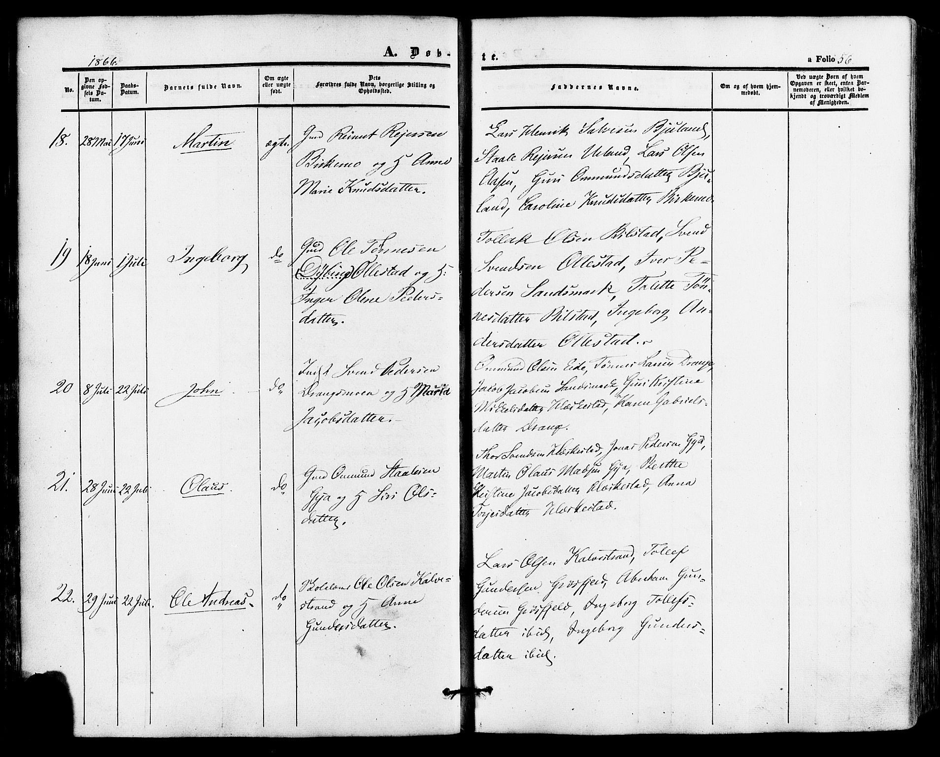 Lund sokneprestkontor, AV/SAST-A-101809/S06/L0010: Parish register (official) no. A 9, 1854-1886, p. 56