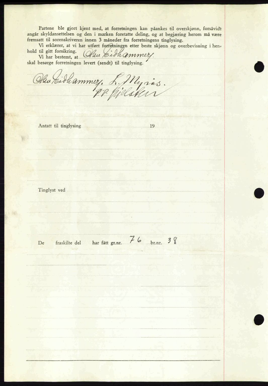 Romsdal sorenskriveri, AV/SAT-A-4149/1/2/2C: Mortgage book no. A12, 1942-1942, Diary no: : 1285/1942