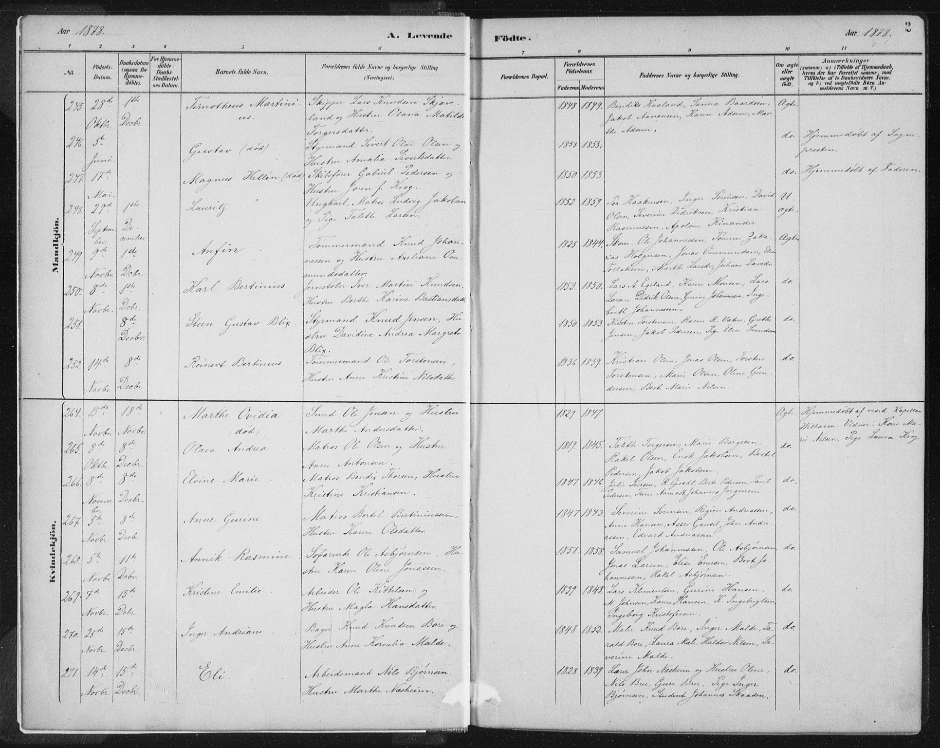 St. Petri sokneprestkontor, SAST/A-101813/001/30/30BB/L0004: Parish register (copy) no. B 4, 1878-1890, p. 2