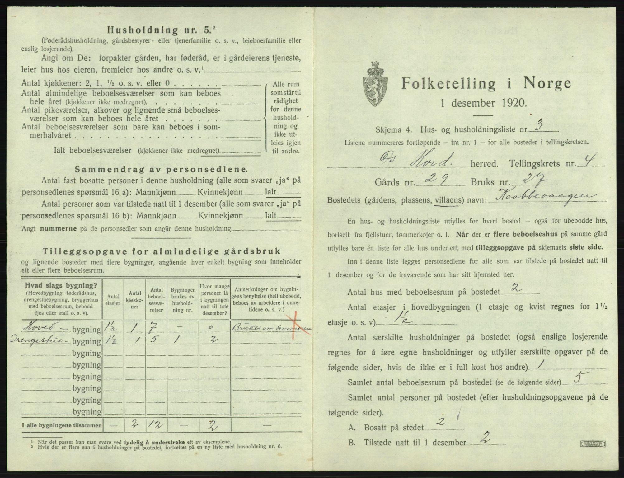 SAB, 1920 census for Os, 1920, p. 325