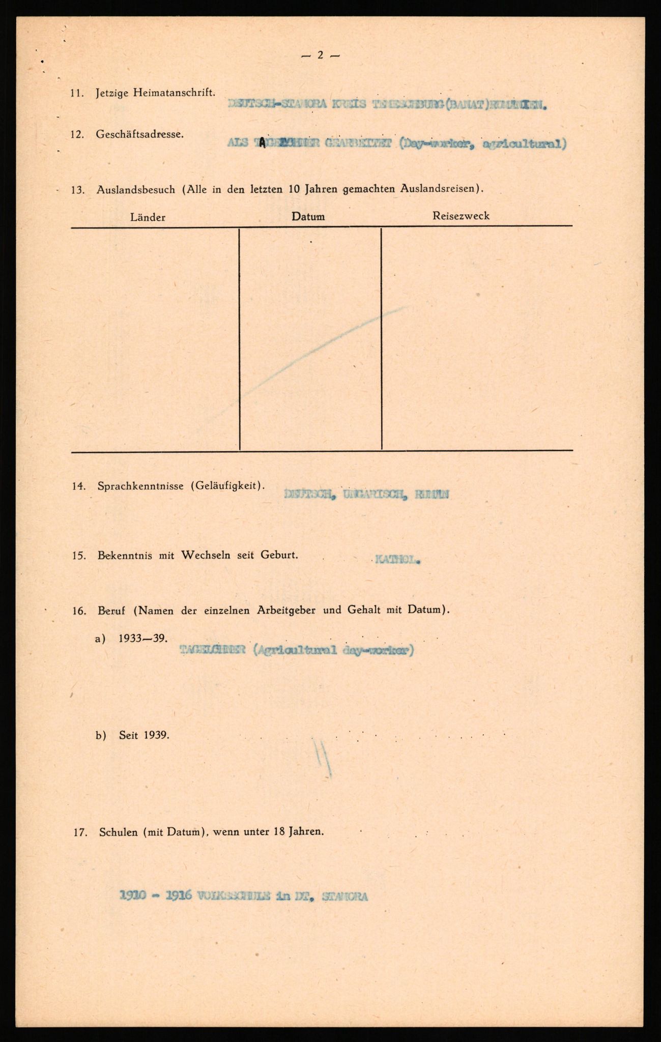 Forsvaret, Forsvarets overkommando II, RA/RAFA-3915/D/Db/L0041: CI Questionaires.  Diverse nasjonaliteter., 1945-1946, p. 154