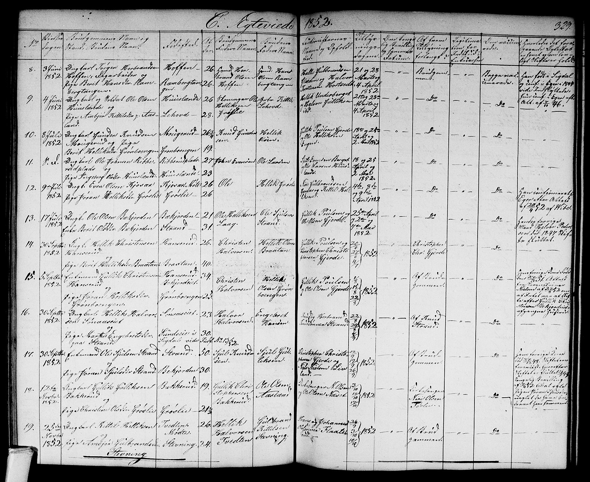 Flesberg kirkebøker, AV/SAKO-A-18/G/Ga/L0002: Parish register (copy) no. I 2, 1834-1860, p. 329