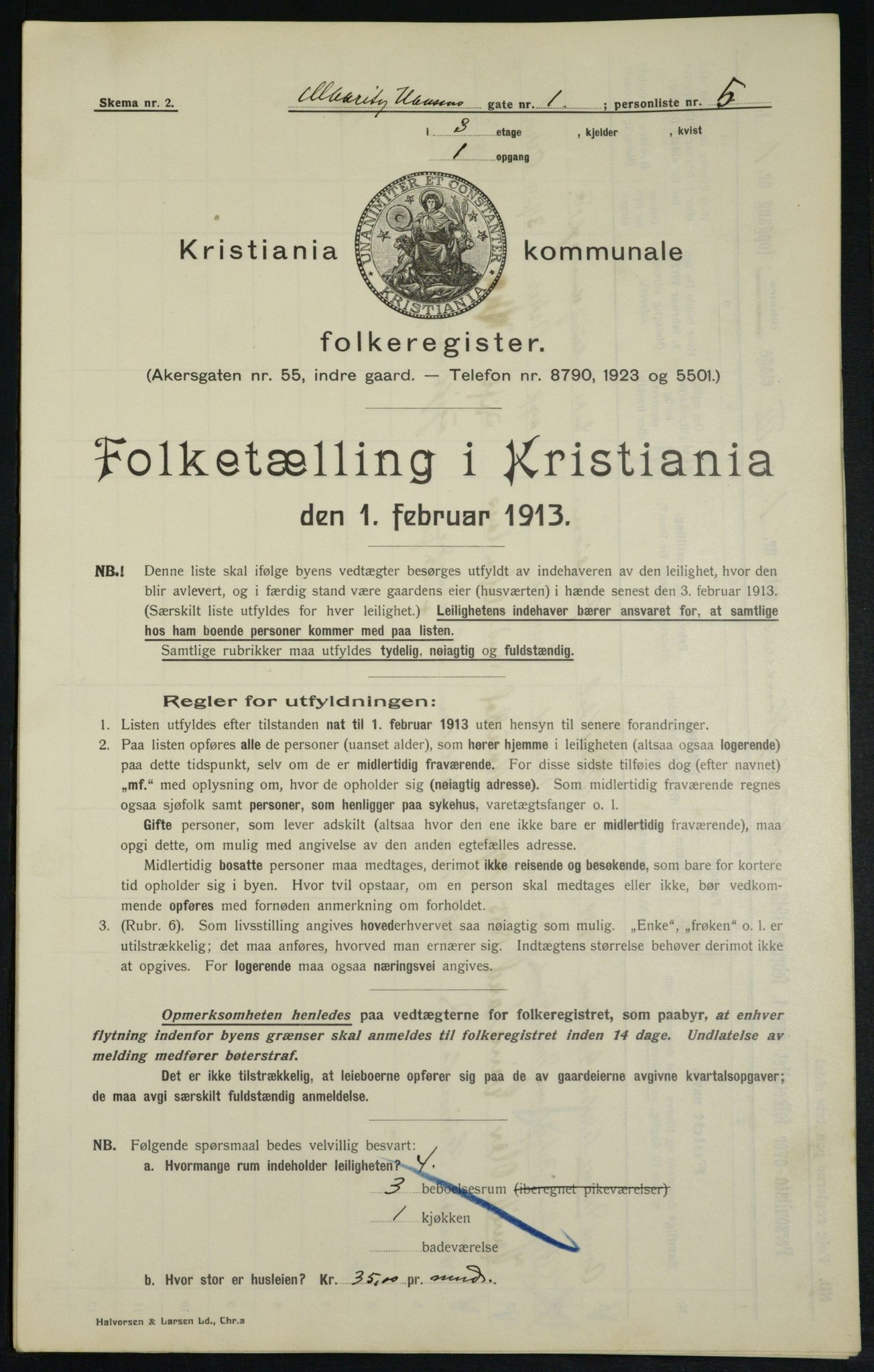 OBA, Municipal Census 1913 for Kristiania, 1913, p. 64675