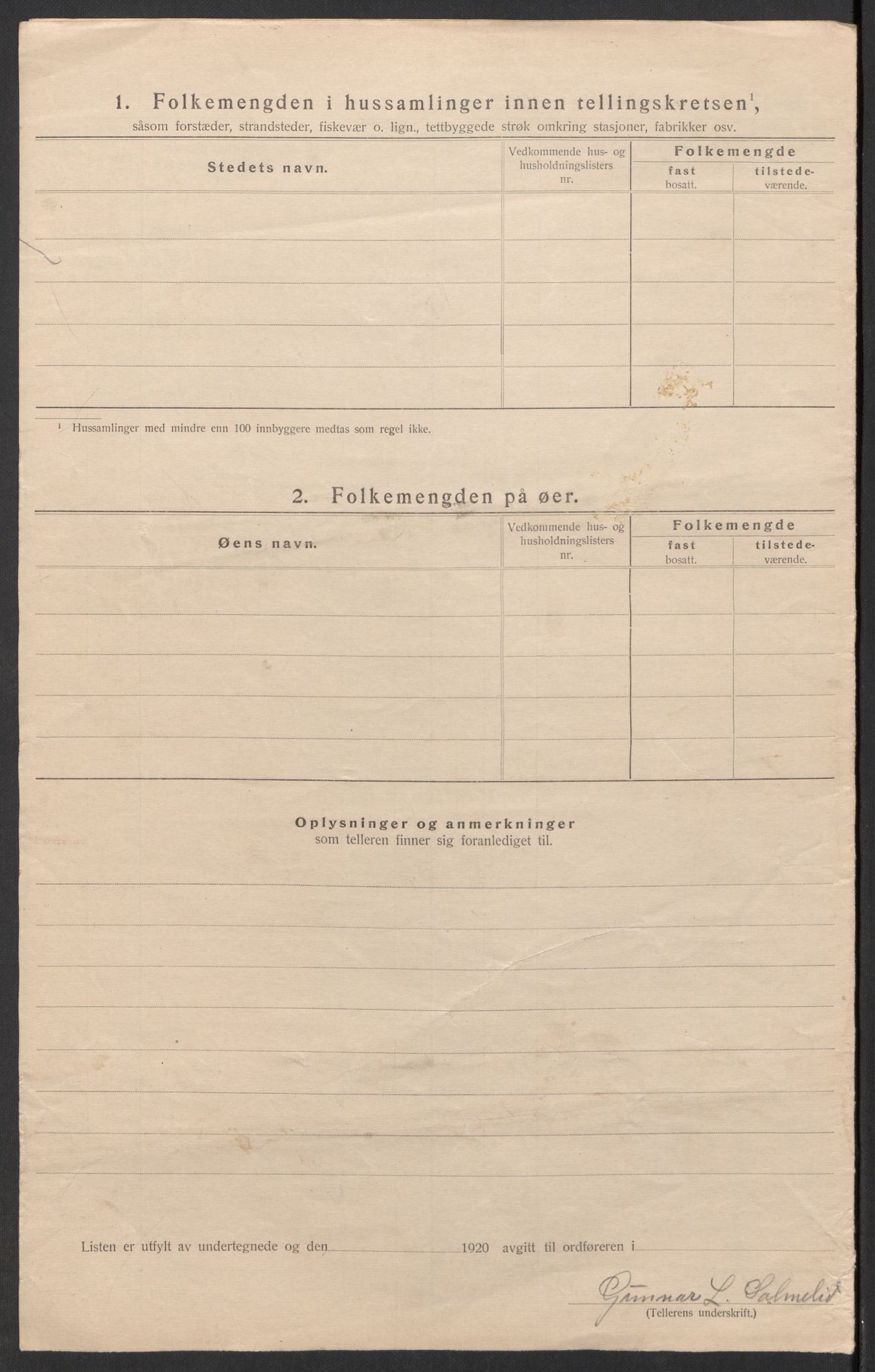 SAK, 1920 census for Fjotland, 1920, p. 21