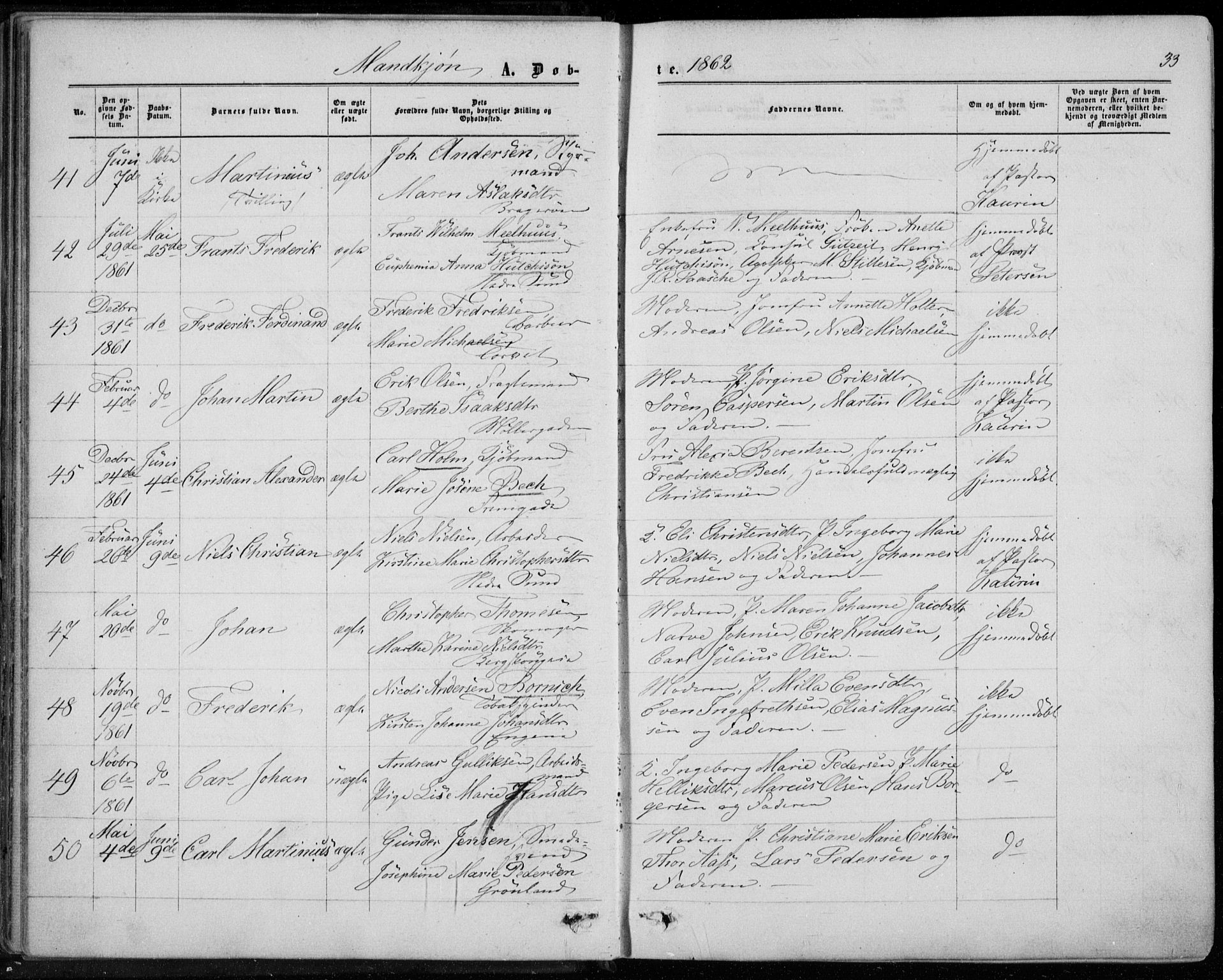 Bragernes kirkebøker, AV/SAKO-A-6/F/Fb/L0003: Parish register (official) no. II 3, 1860-1868, p. 33