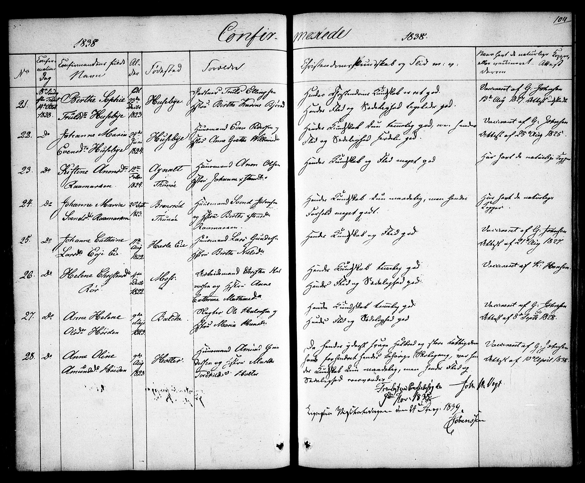 Rygge prestekontor Kirkebøker, SAO/A-10084b/F/Fa/L0004: Parish register (official) no. 4, 1836-1851, p. 104