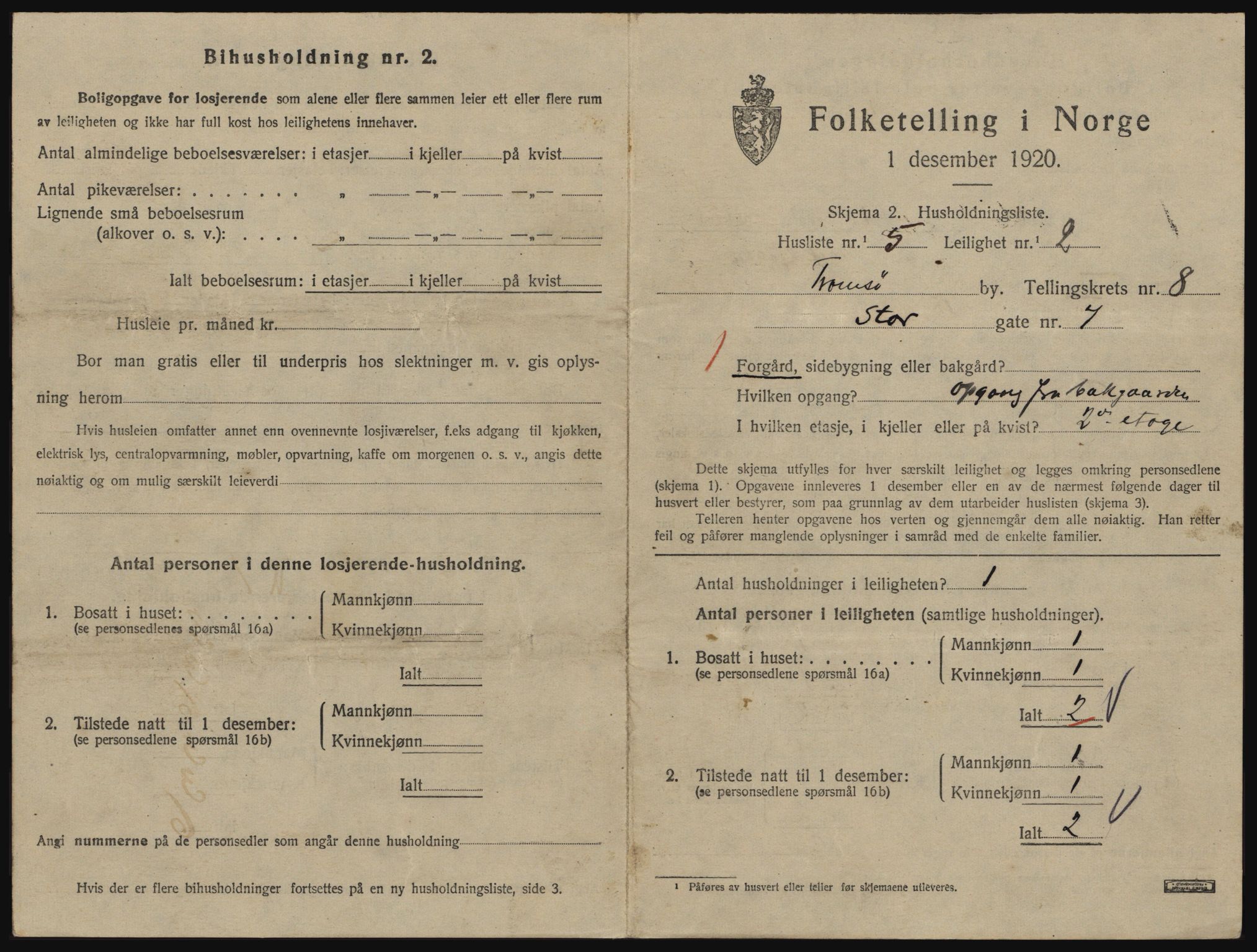 SATØ, 1920 census for Tromsø, 1920, p. 4461