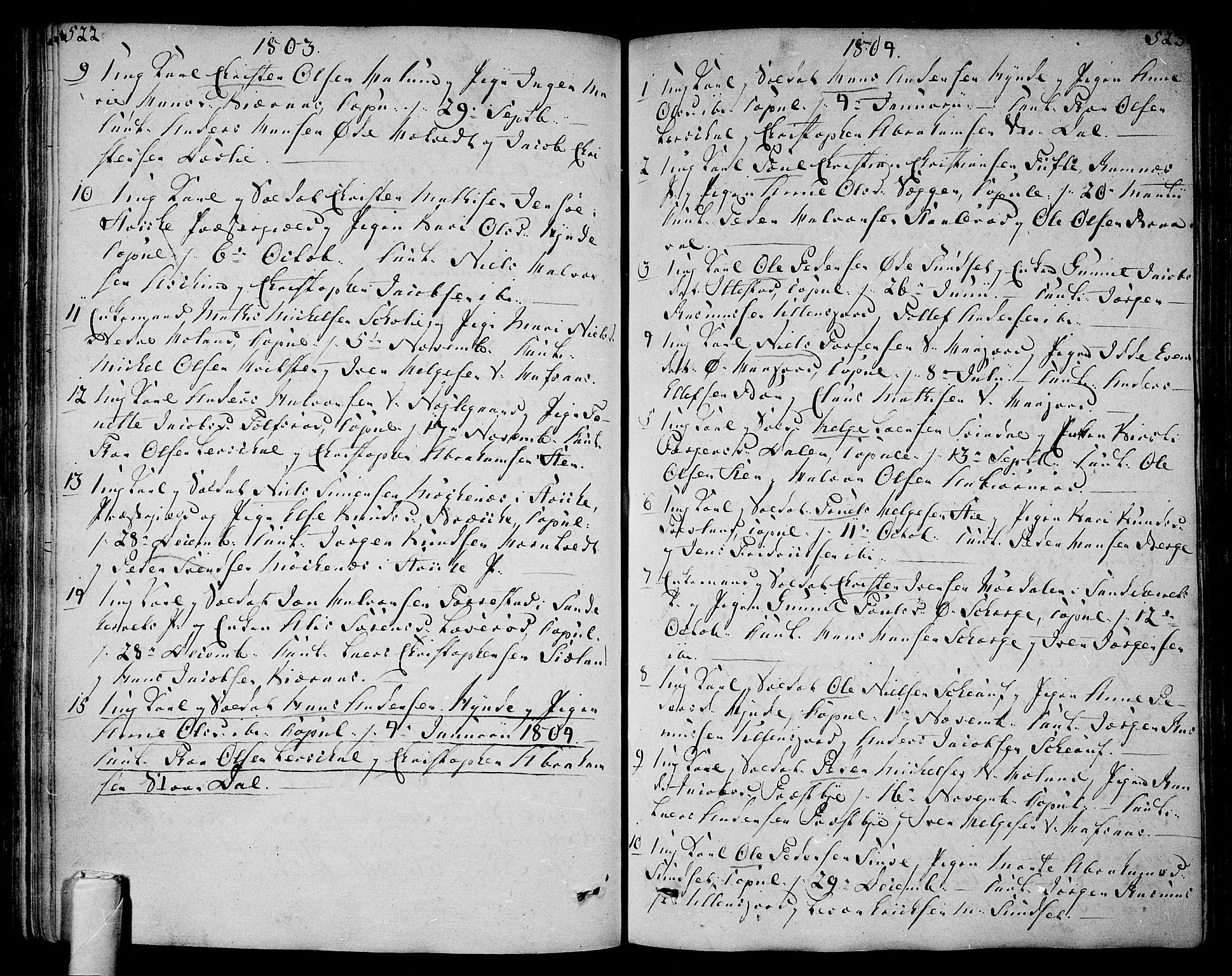 Andebu kirkebøker, AV/SAKO-A-336/F/Fa/L0003: Parish register (official) no. 3 /1, 1803-1828, p. 522-523