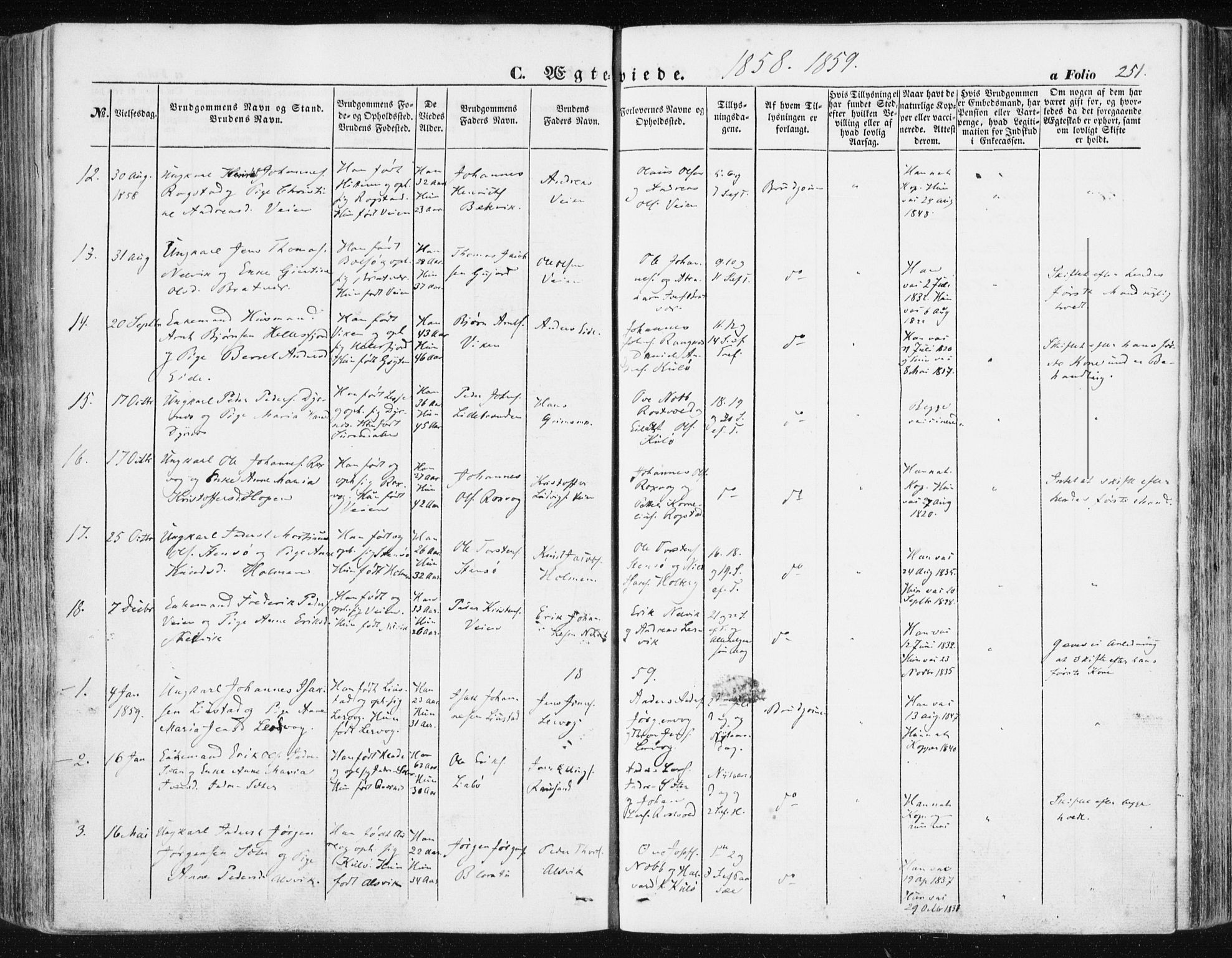 Ministerialprotokoller, klokkerbøker og fødselsregistre - Møre og Romsdal, AV/SAT-A-1454/581/L0937: Parish register (official) no. 581A05, 1853-1872, p. 251