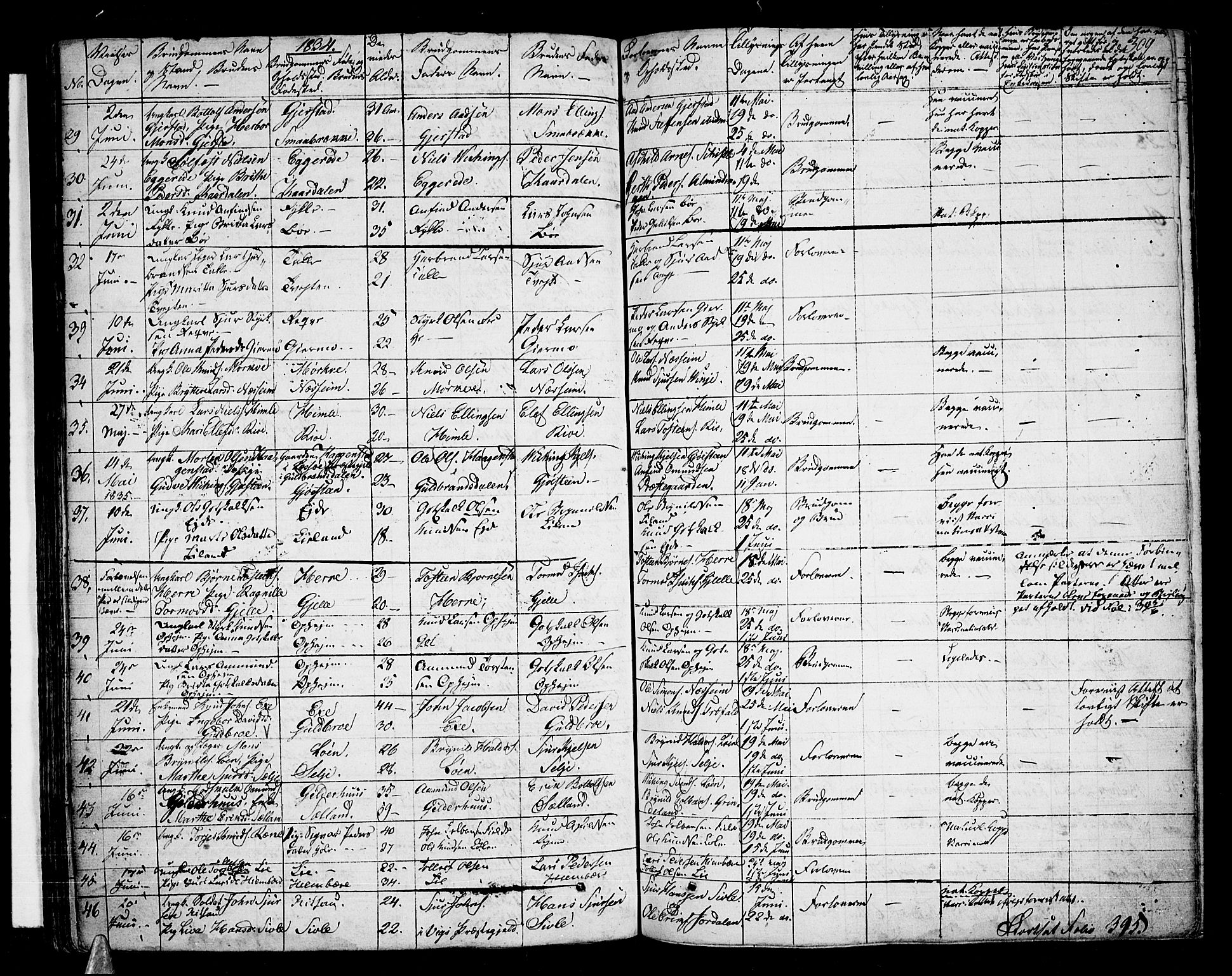 Voss sokneprestembete, SAB/A-79001/H/Haa: Parish register (official) no. A 12, 1823-1837, p. 309