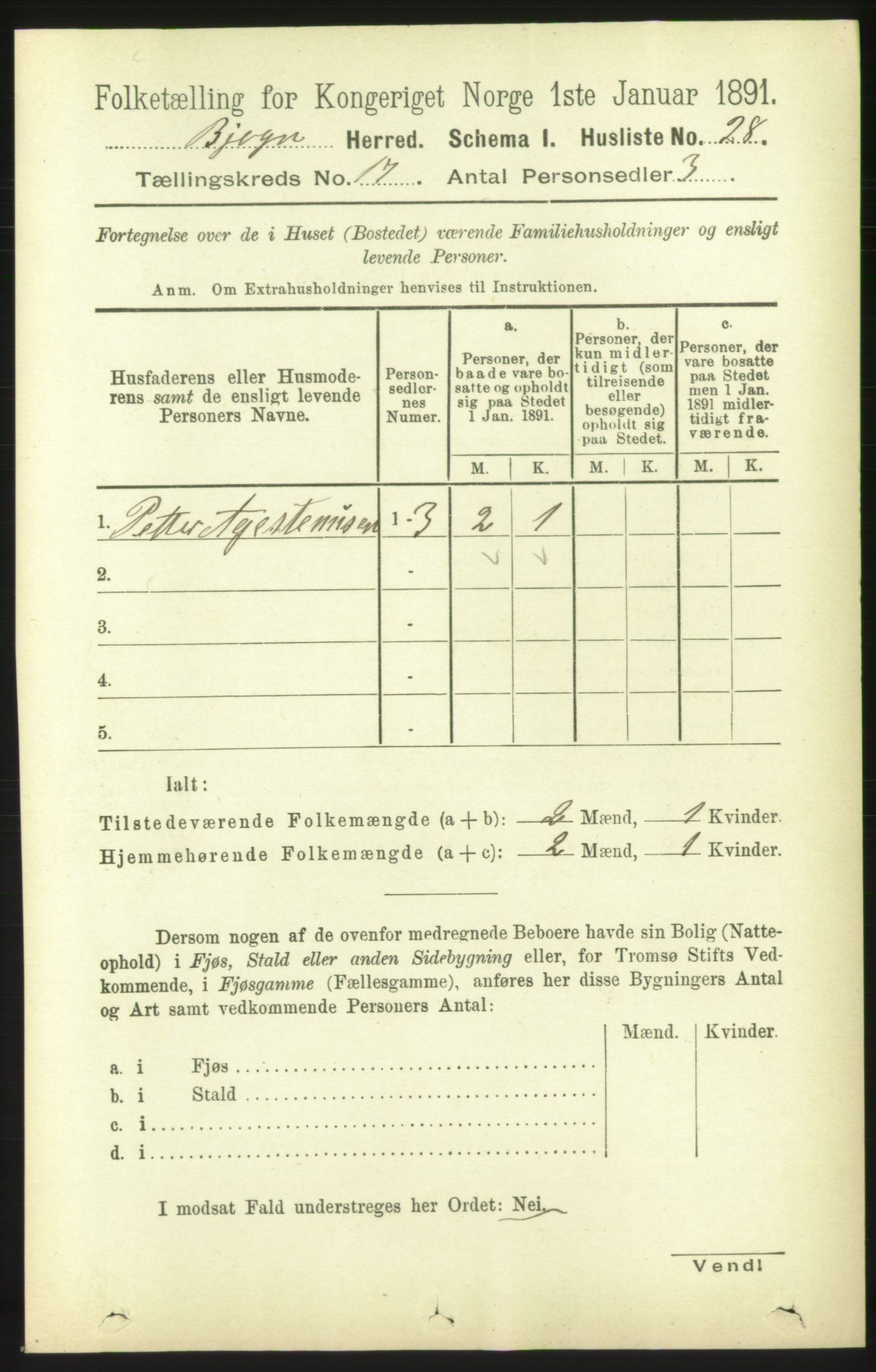 RA, 1891 census for 1627 Bjugn, 1891, p. 4693