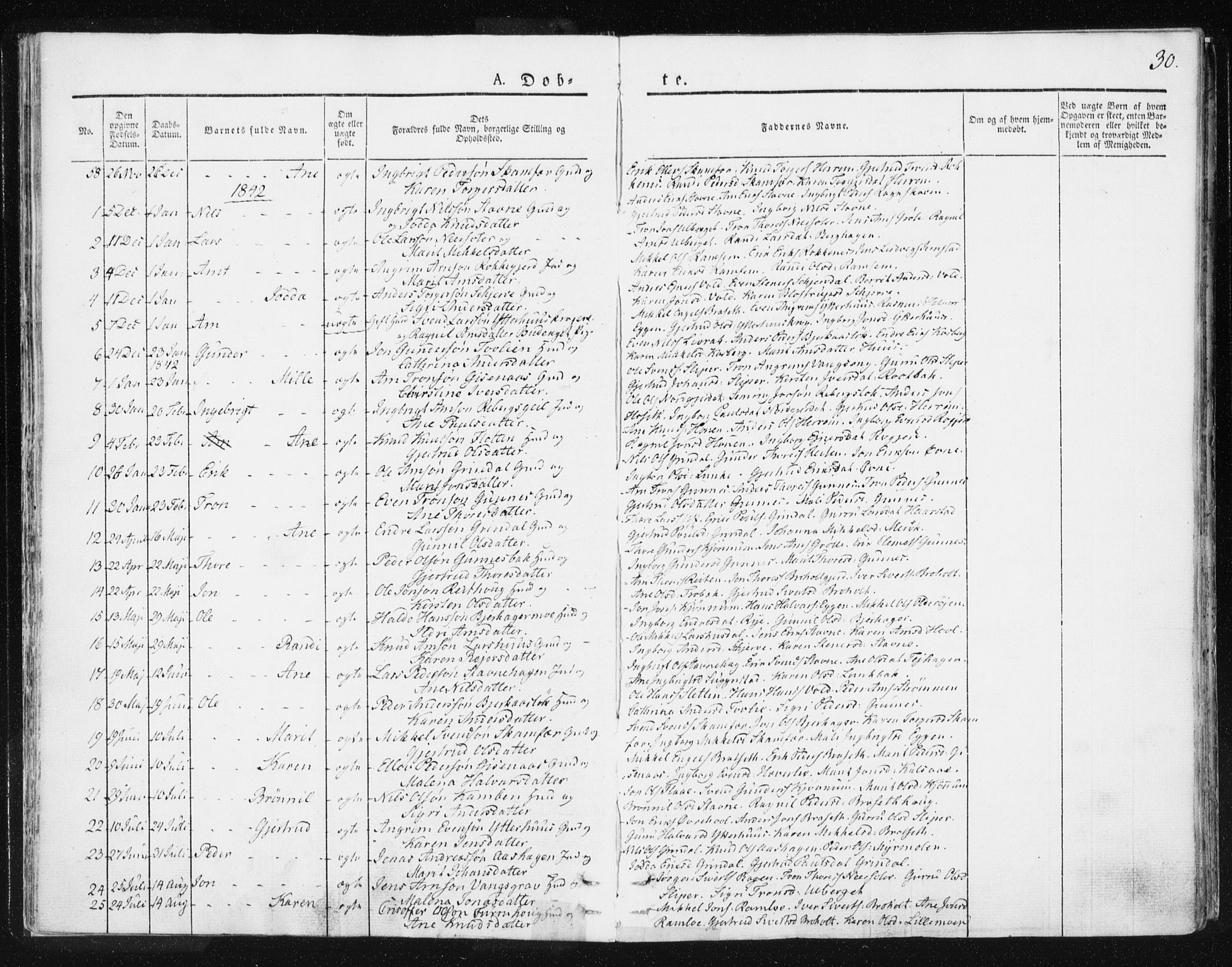Ministerialprotokoller, klokkerbøker og fødselsregistre - Sør-Trøndelag, SAT/A-1456/674/L0869: Parish register (official) no. 674A01, 1829-1860, p. 30