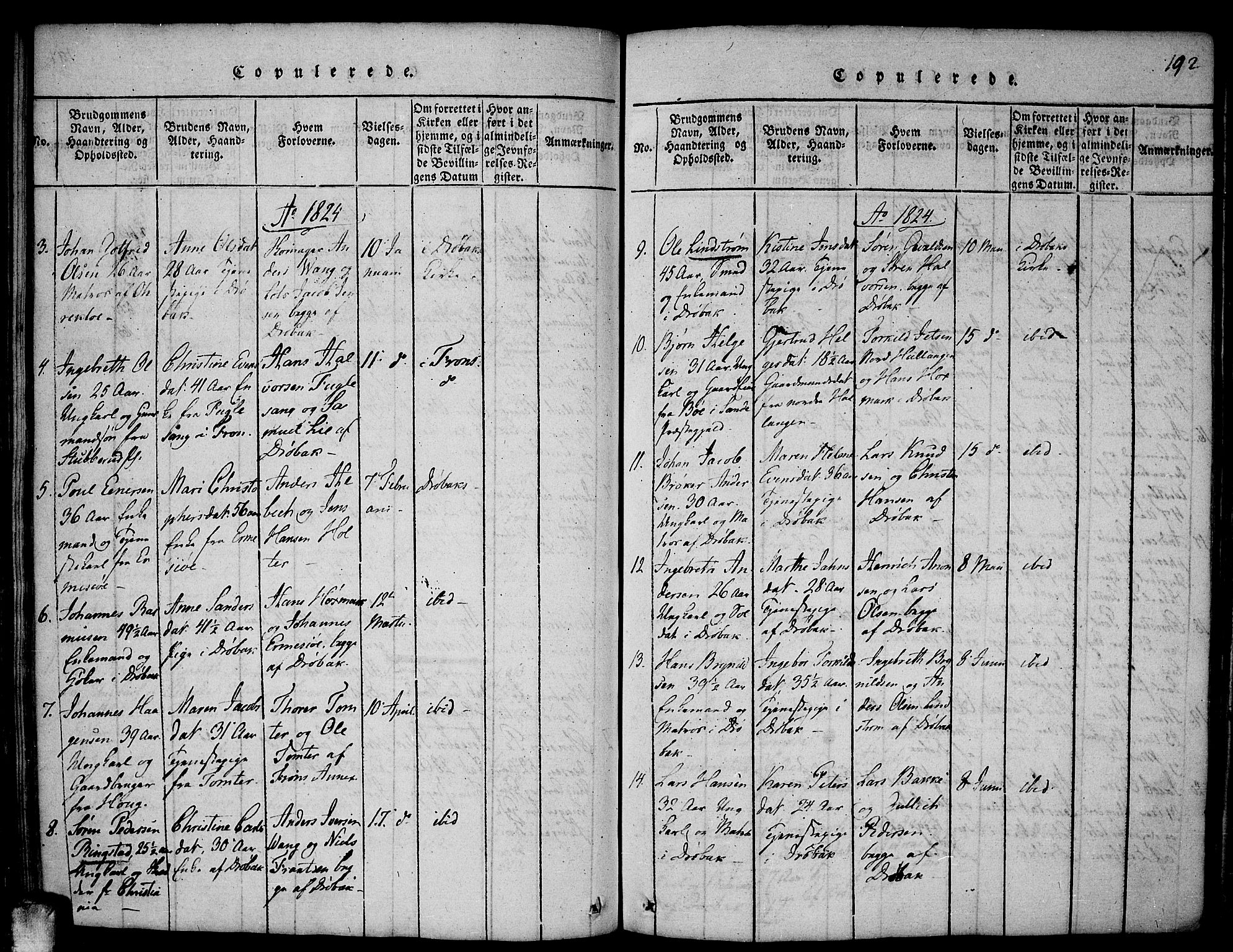 Drøbak prestekontor Kirkebøker, AV/SAO-A-10142a/F/Fa/L0001: Parish register (official) no. I 1, 1816-1842, p. 192