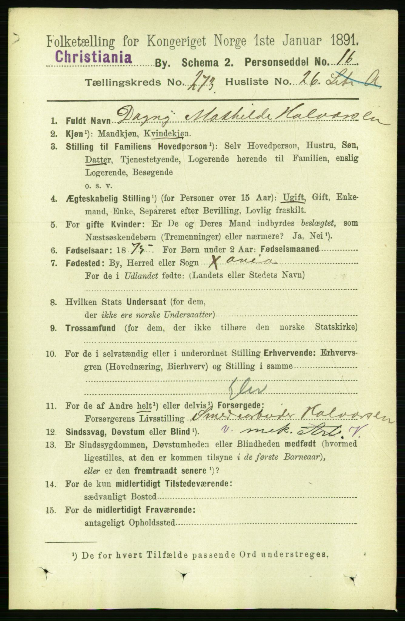 RA, 1891 census for 0301 Kristiania, 1891, p. 166282