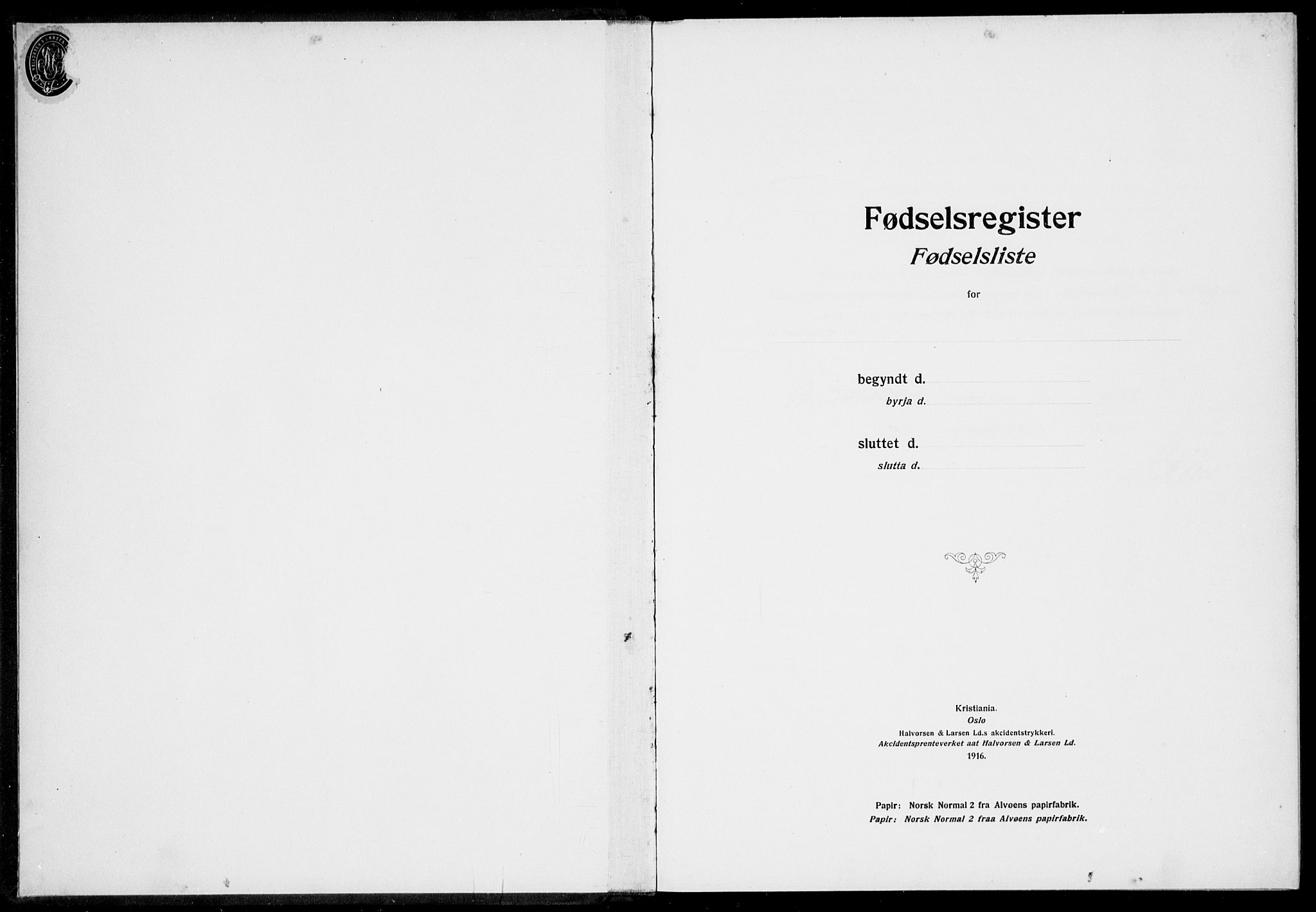 Birkeland Sokneprestembete, AV/SAB-A-74601/I/Id/L00A1: Birth register no. A 1, 1916-1926