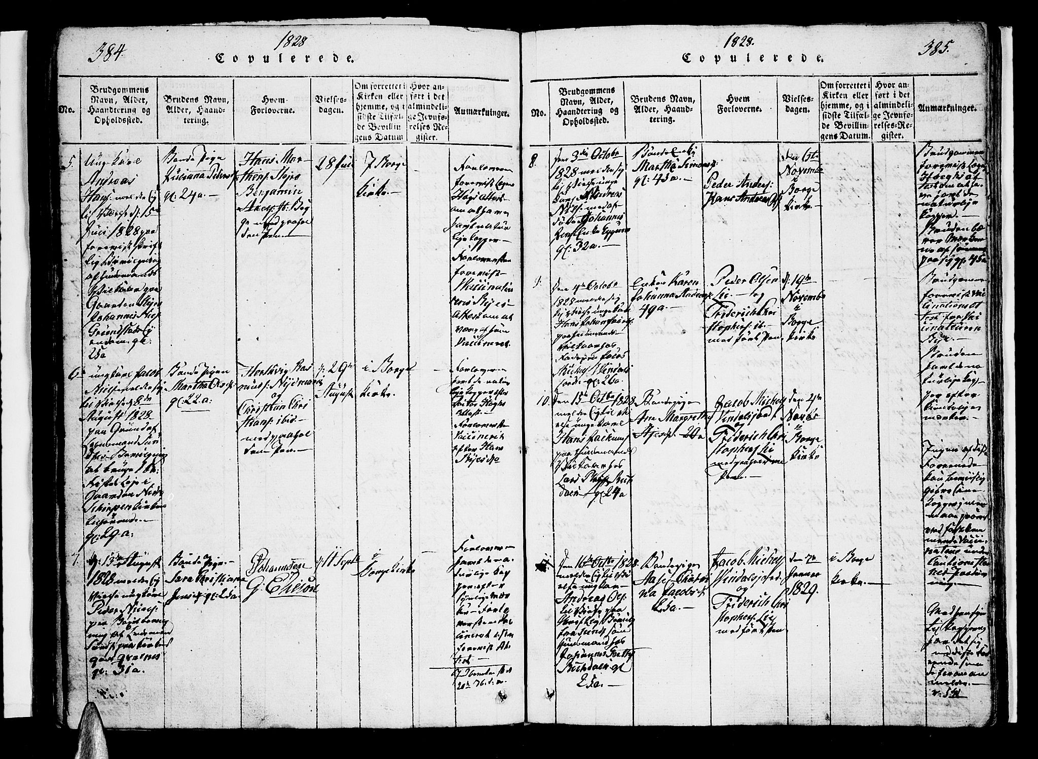 Ministerialprotokoller, klokkerbøker og fødselsregistre - Nordland, SAT/A-1459/880/L1130: Parish register (official) no. 880A04, 1821-1843, p. 384-385