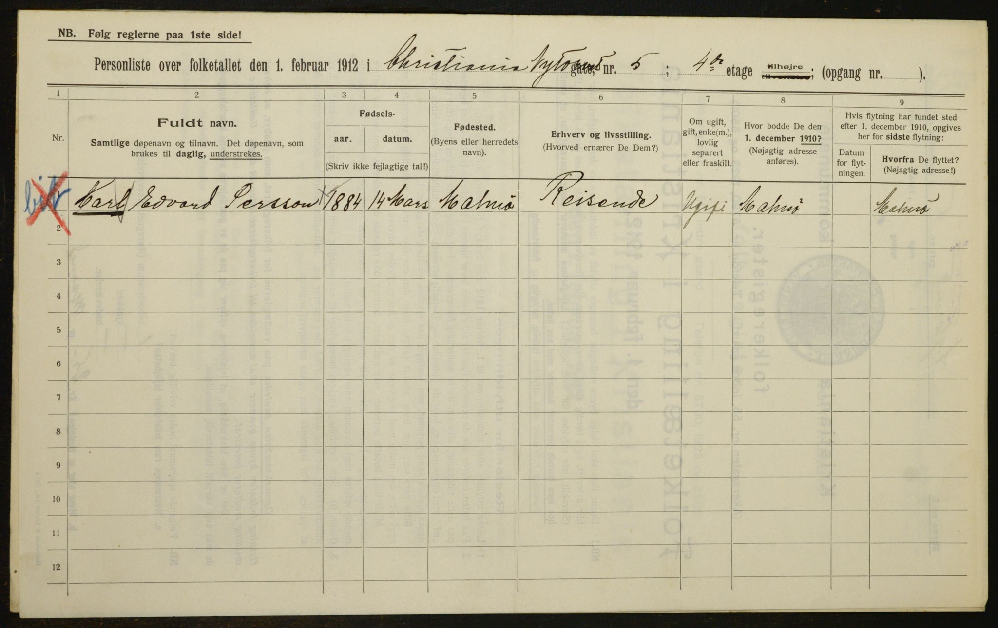 OBA, Municipal Census 1912 for Kristiania, 1912, p. 74818