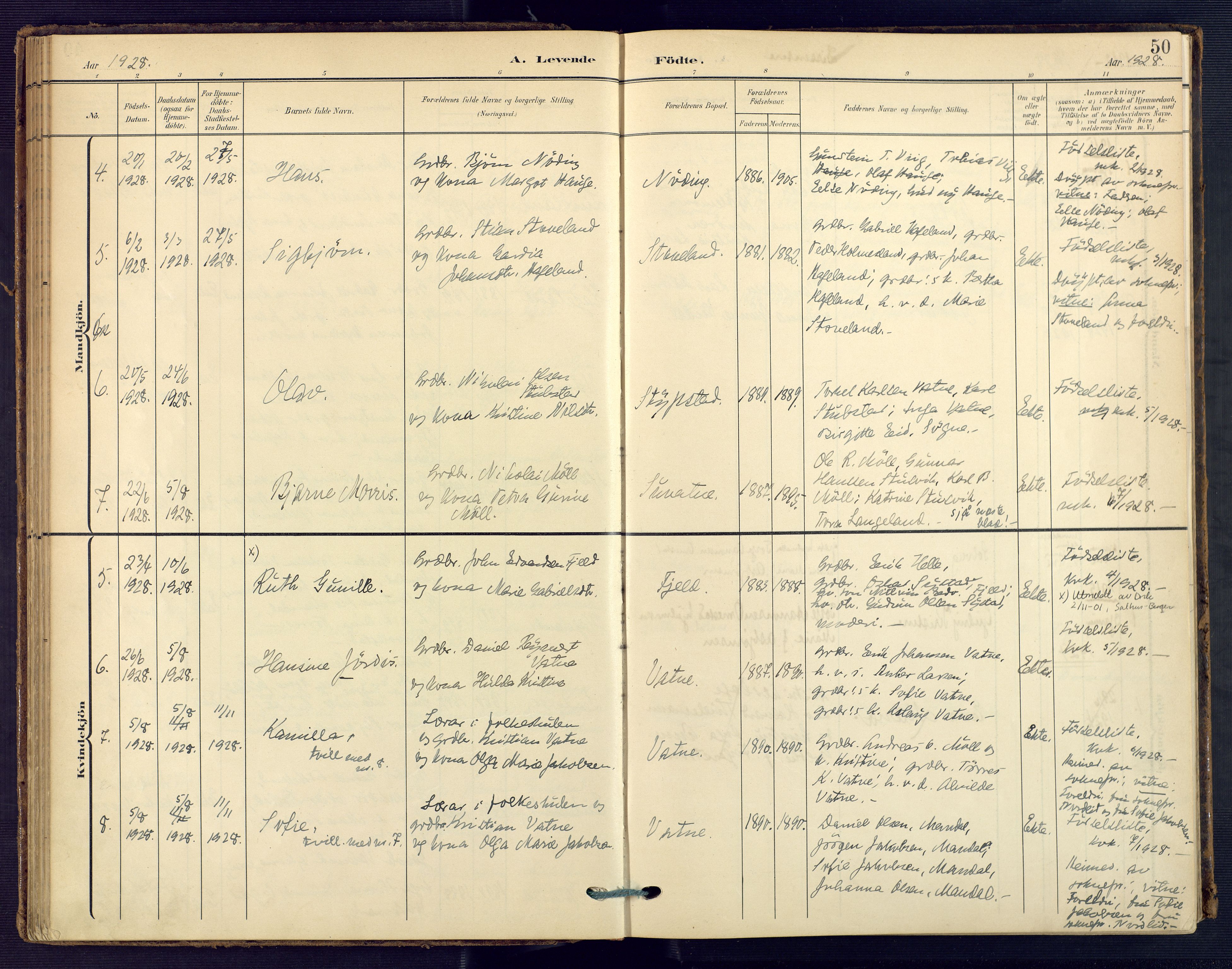 Holum sokneprestkontor, SAK/1111-0022/F/Fa/Faa/L0008: Parish register (official) no. A 8, 1908-1929, p. 50
