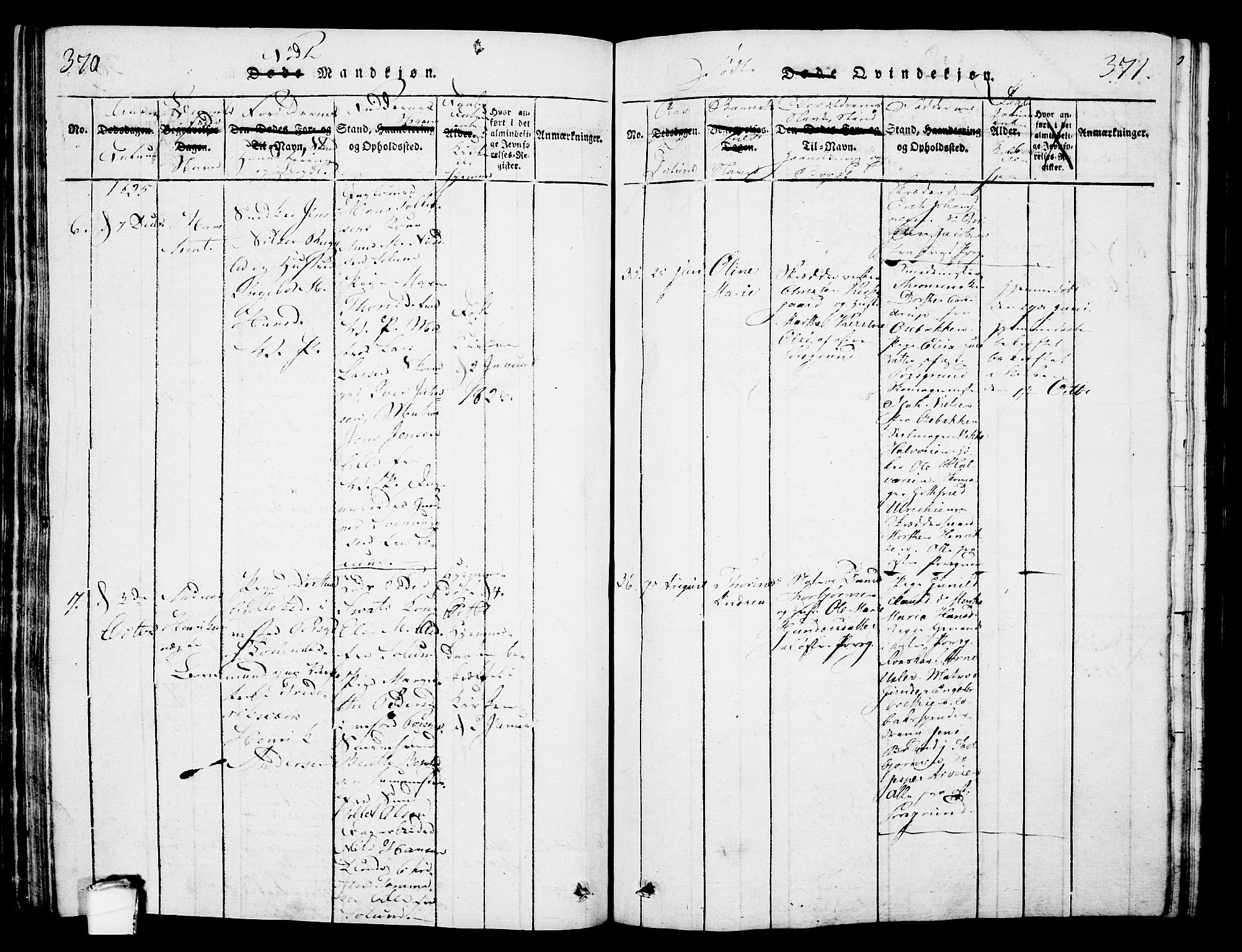 Porsgrunn kirkebøker , SAKO/A-104/G/Gb/L0001: Parish register (copy) no. II 1, 1817-1828, p. 370-371