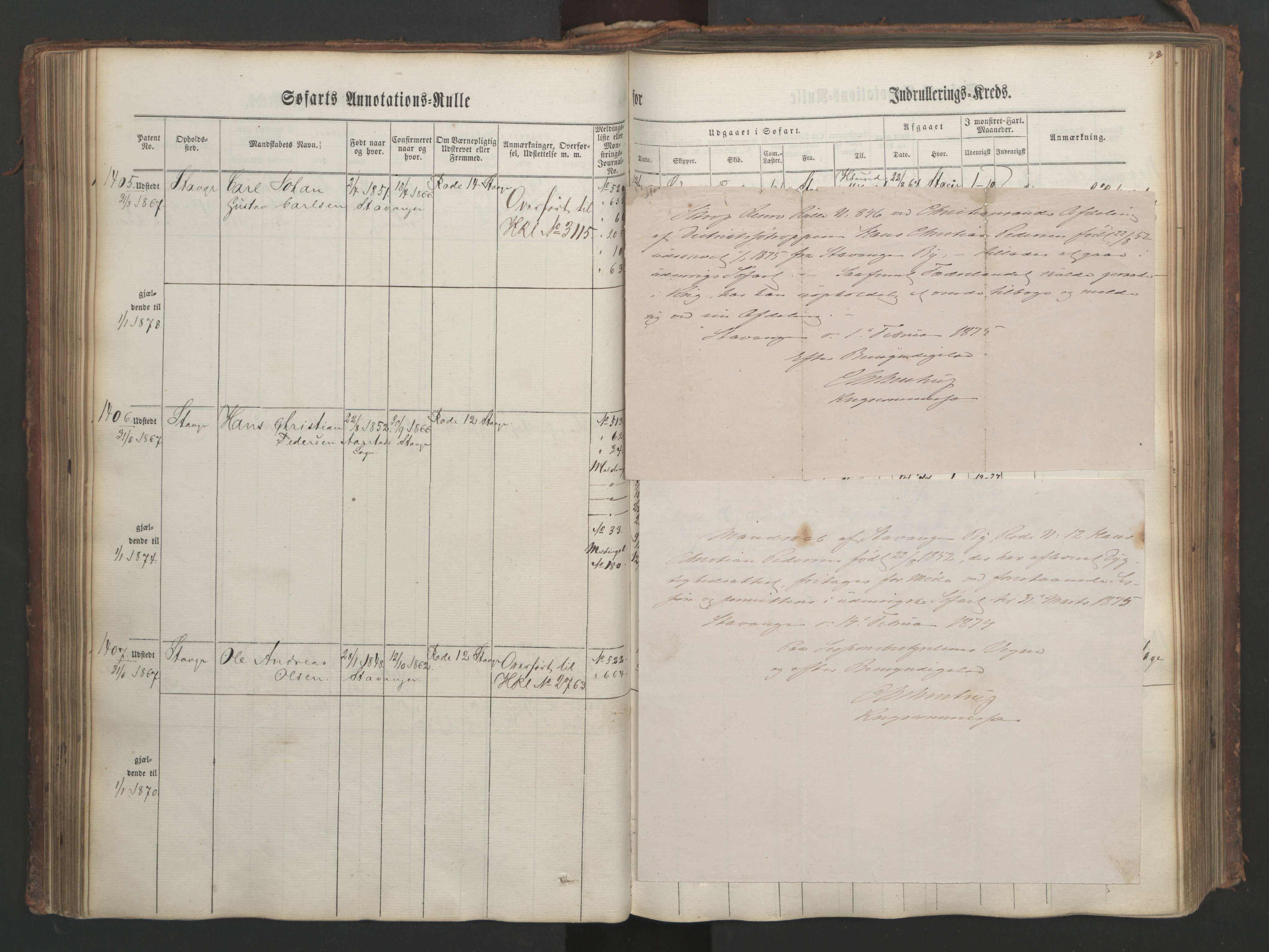 Stavanger sjømannskontor, AV/SAST-A-102006/F/Ff/L0003: Annotasjonsrulle, patentnr. 1144-1761, 1866, p. 103