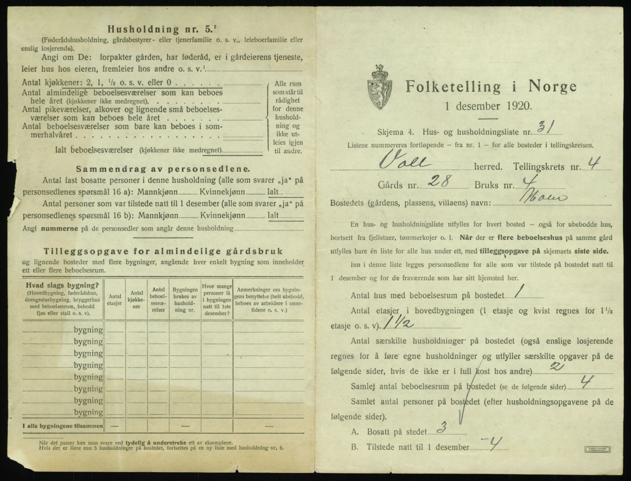 SAT, 1920 census for Voll, 1920, p. 323