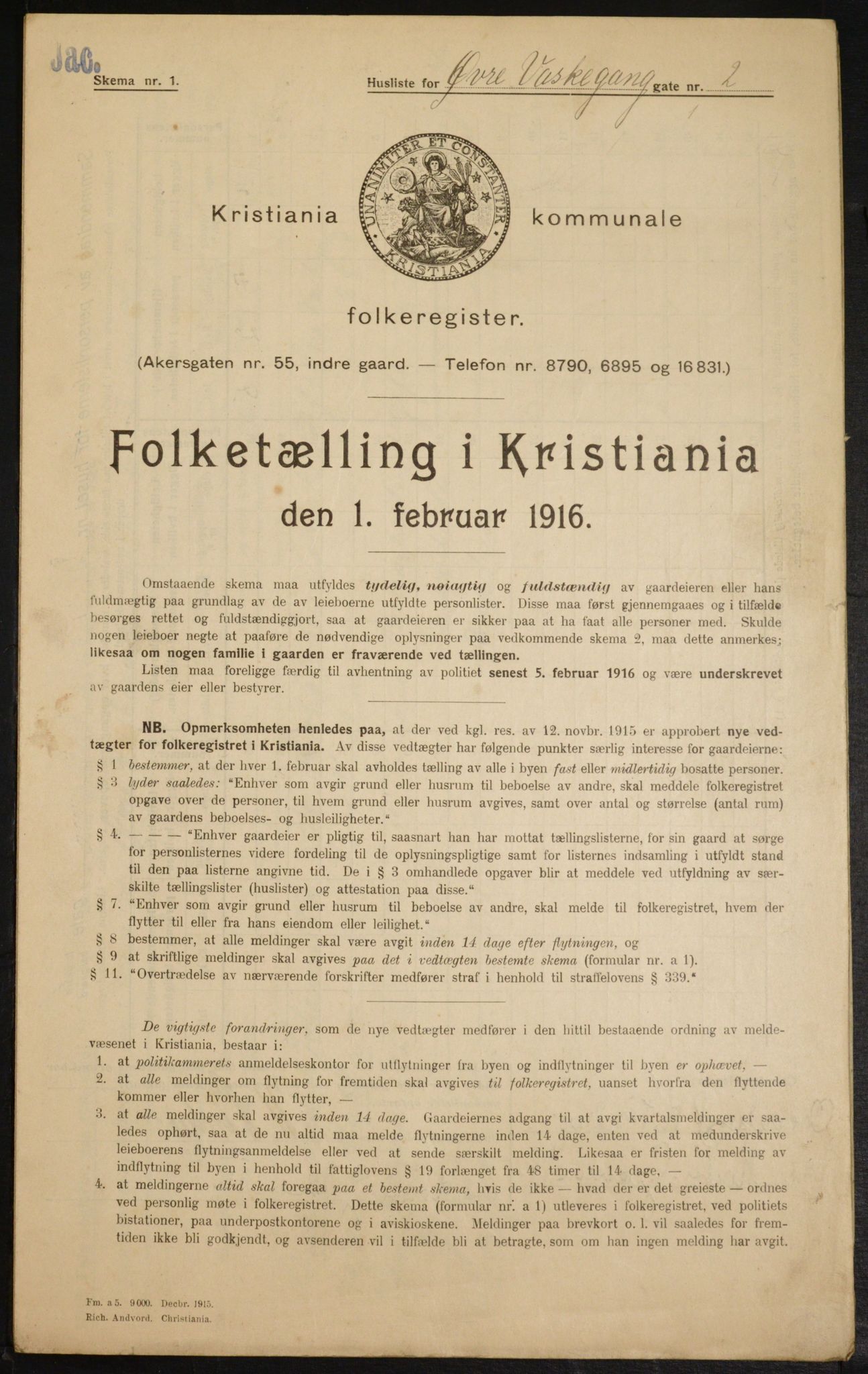 OBA, Municipal Census 1916 for Kristiania, 1916, p. 133729