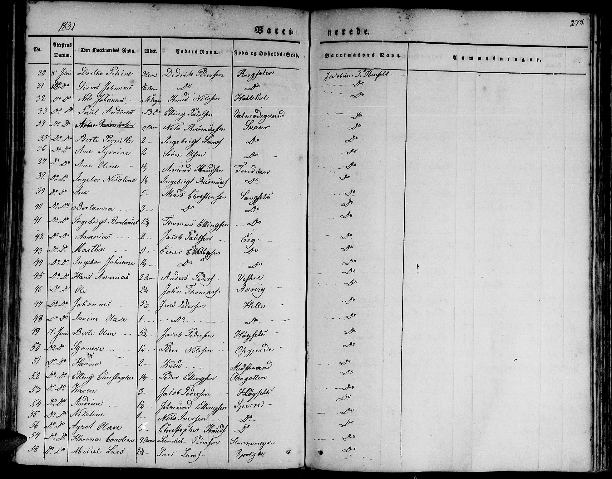 Ministerialprotokoller, klokkerbøker og fødselsregistre - Møre og Romsdal, AV/SAT-A-1454/528/L0395: Parish register (official) no. 528A06, 1828-1839, p. 278