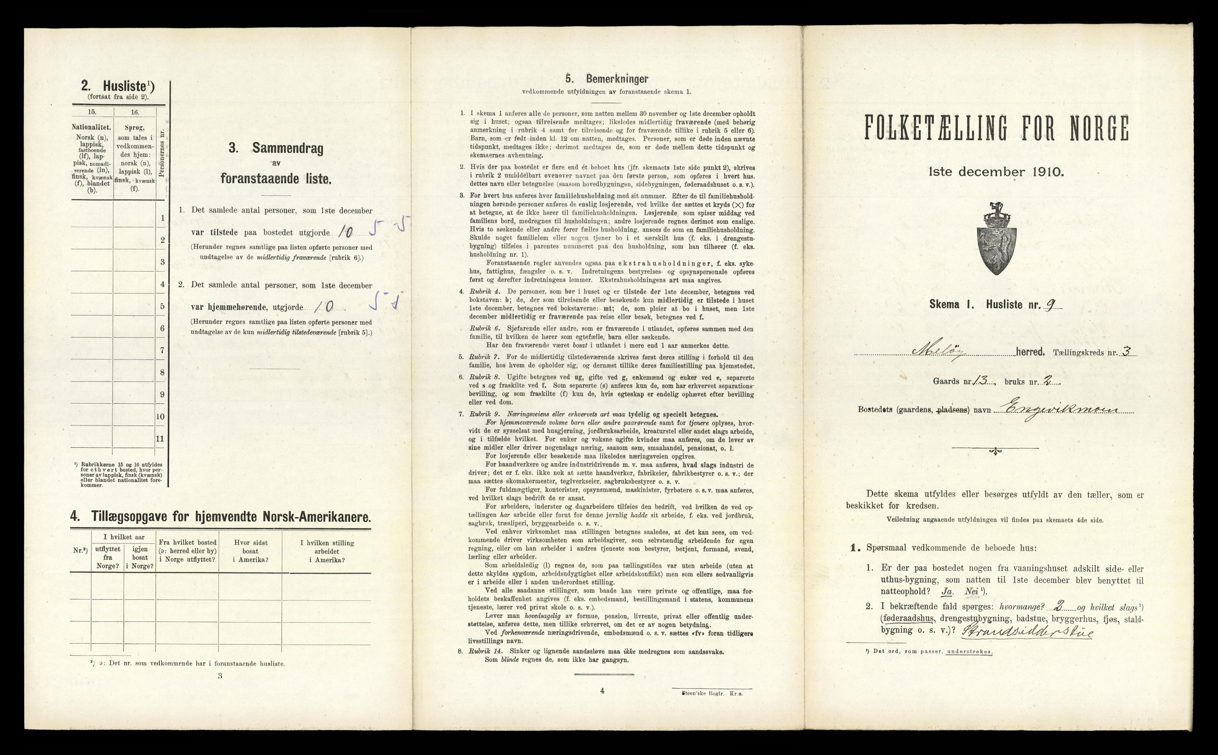 RA, 1910 census for Meløy, 1910, p. 254