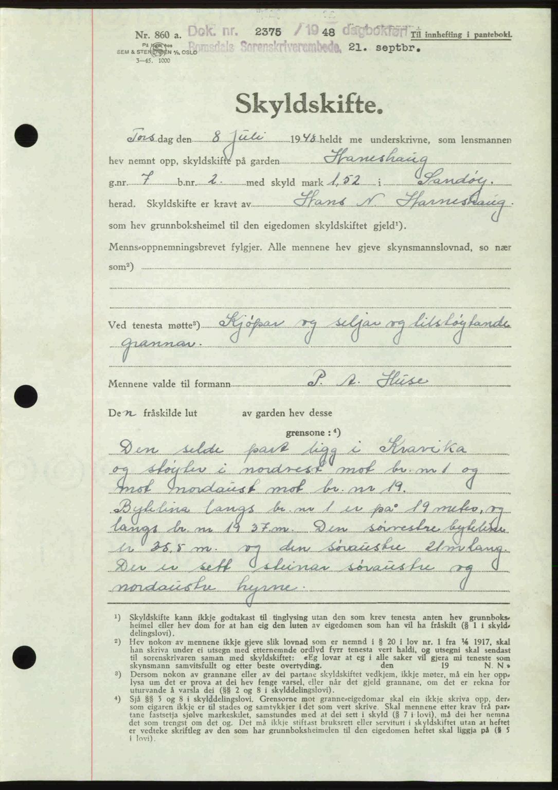 Romsdal sorenskriveri, AV/SAT-A-4149/1/2/2C: Mortgage book no. A27, 1948-1948, Diary no: : 2375/1948