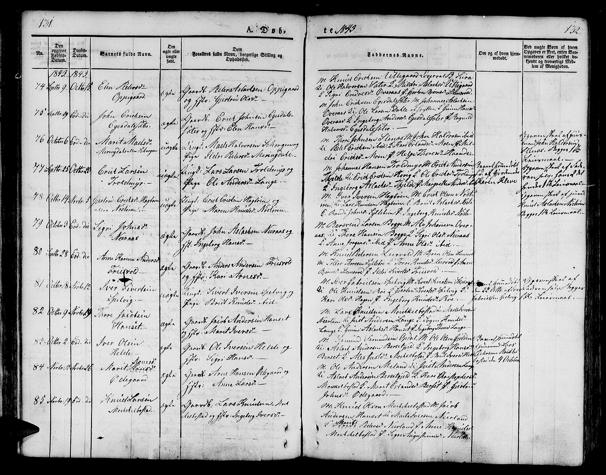 Ministerialprotokoller, klokkerbøker og fødselsregistre - Møre og Romsdal, AV/SAT-A-1454/551/L0624: Parish register (official) no. 551A04, 1831-1845, p. 131-132