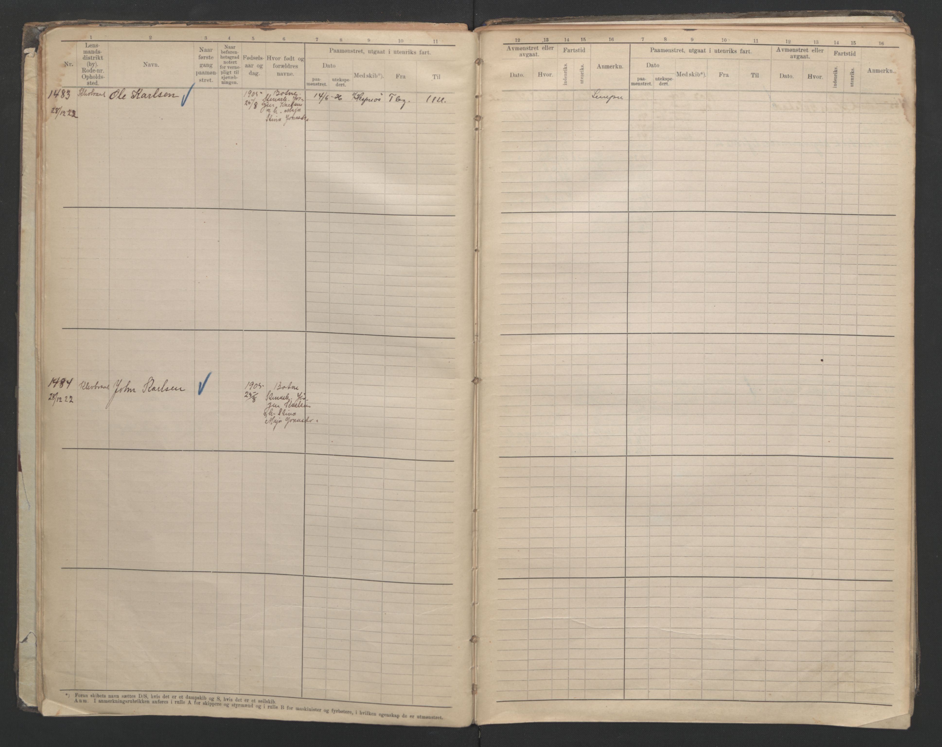 Holmestrand innrulleringskontor, AV/SAKO-A-1151/F/Fc/L0006: Hovedrulle, 1922-1929, p. 11