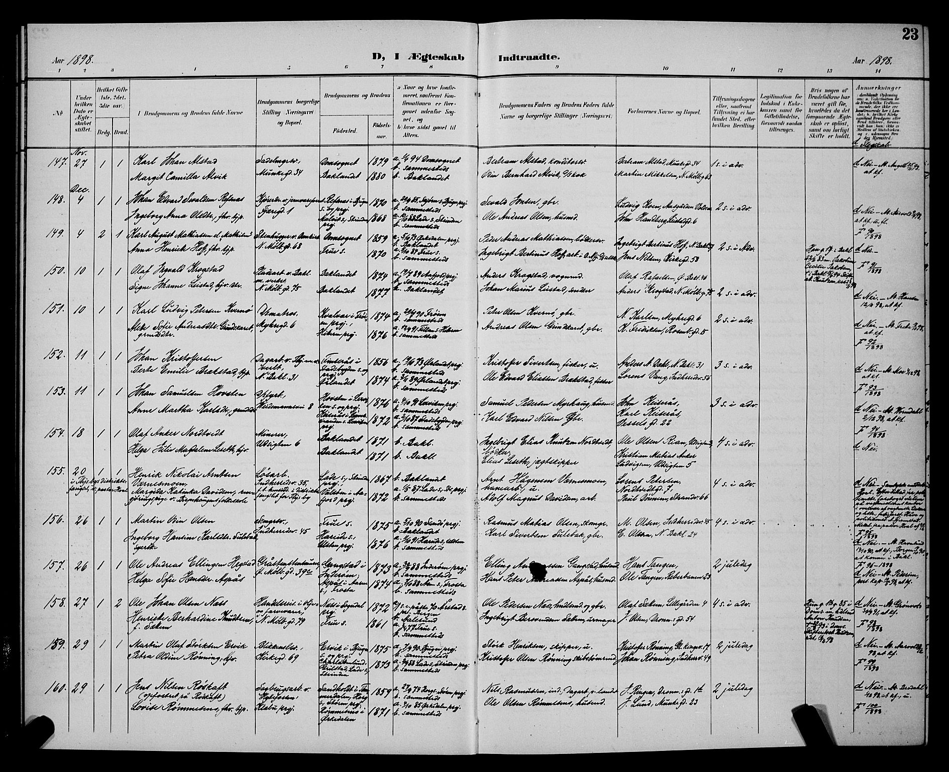 Ministerialprotokoller, klokkerbøker og fødselsregistre - Sør-Trøndelag, SAT/A-1456/604/L0226: Parish register (copy) no. 604C09, 1897-1900, p. 23