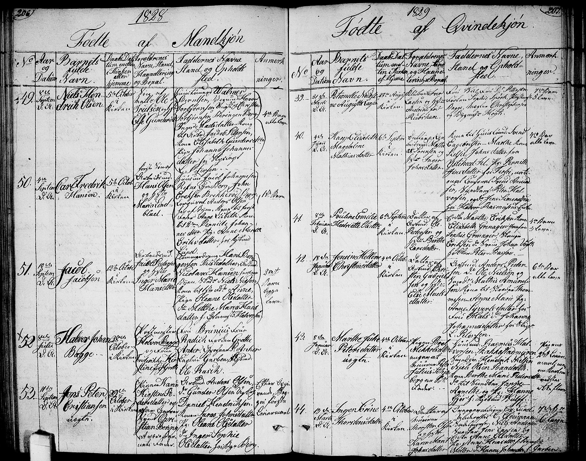 Halden prestekontor Kirkebøker, AV/SAO-A-10909/G/Ga/L0002: Parish register (copy) no. 2, 1821-1834, p. 206-207