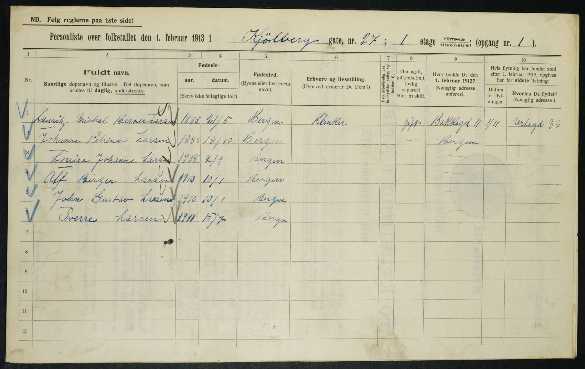 OBA, Municipal Census 1913 for Kristiania, 1913, p. 51566